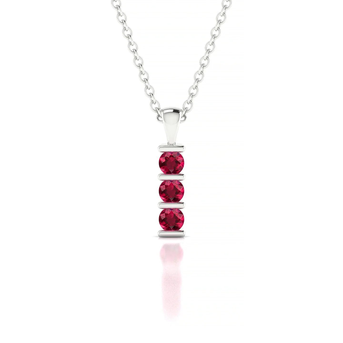 Fall | 18k White Gold 2.5 mm Round Ruby Pendant