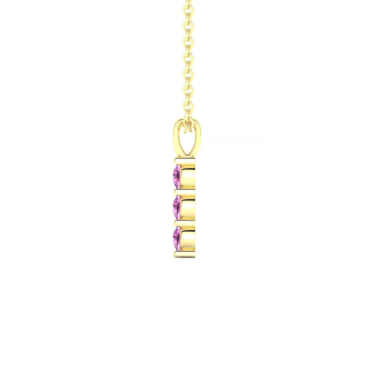 Fall | 18k Yellow Gold 2.5 mm Round Pink Sapphire Pendant