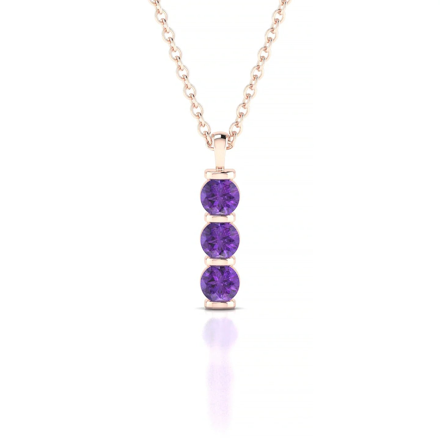 Fall | 18k Rose Gold 3 mm Round Amethyst Pendant