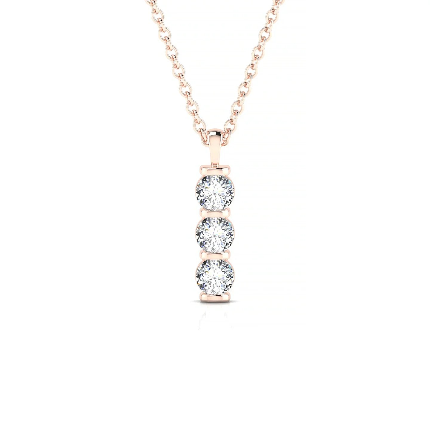 Fall | 18k Rose Gold 3 mm Round Diamond Pendant