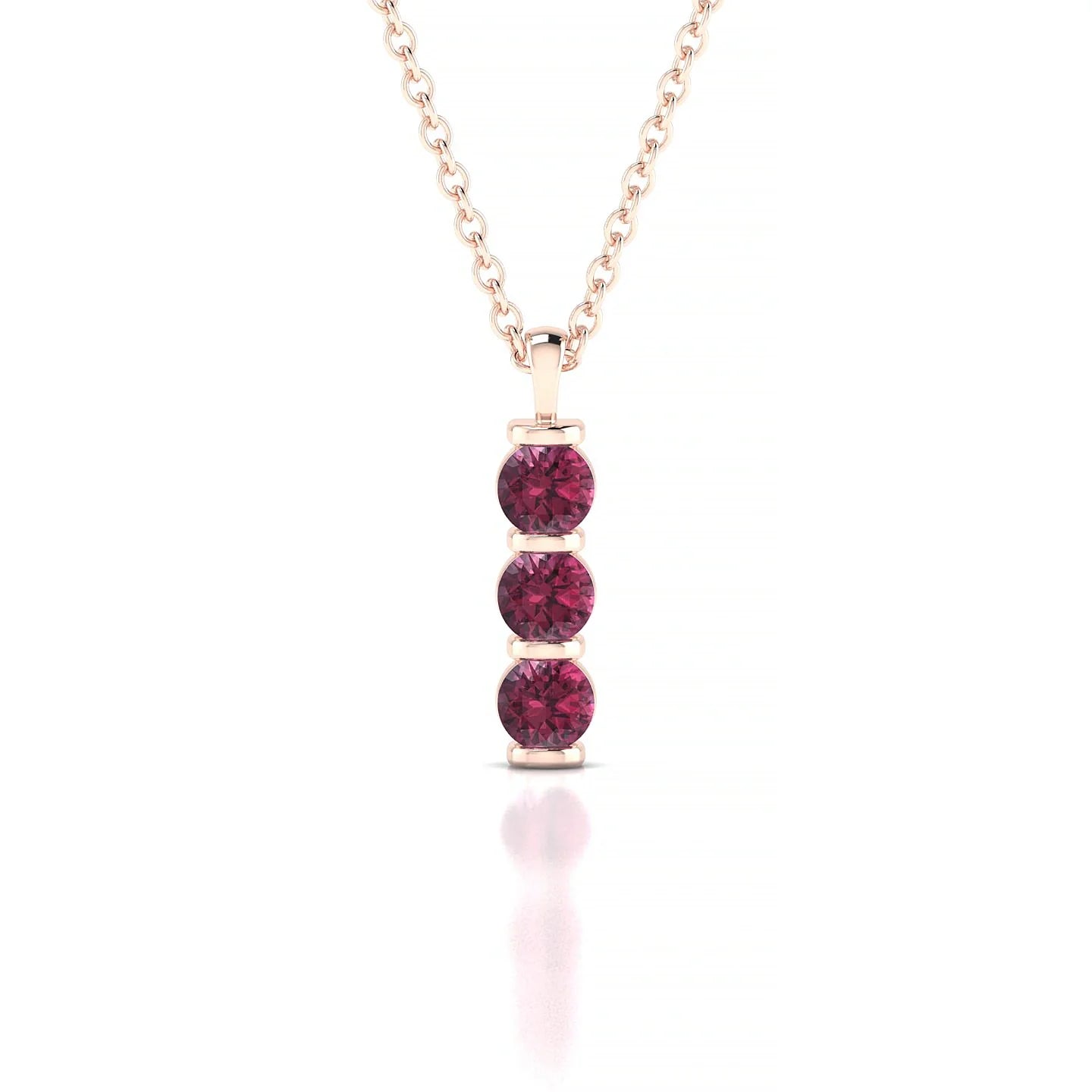 Fall | 18k Rose Gold 3 mm Round Rhodolite Pendant