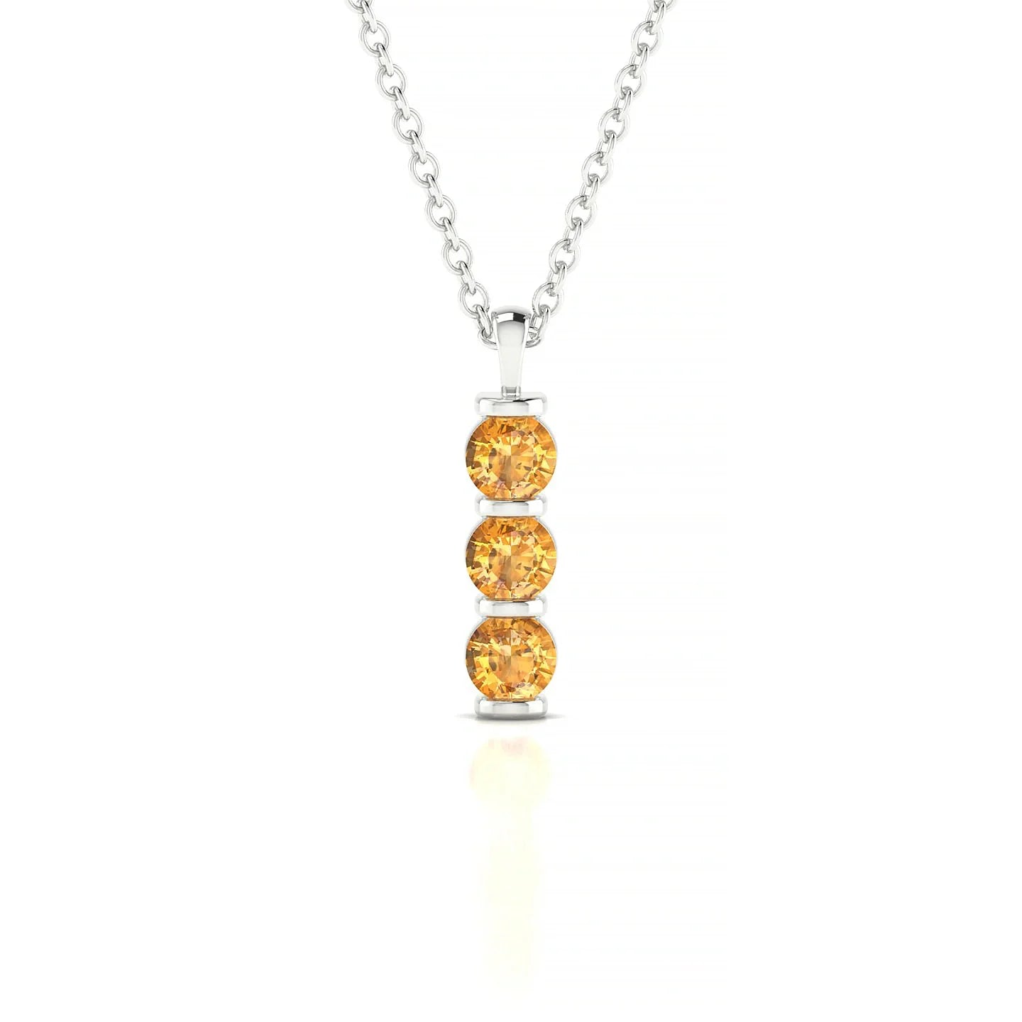 Fall | 18k White Gold 3 mm Round Citrine Pendant