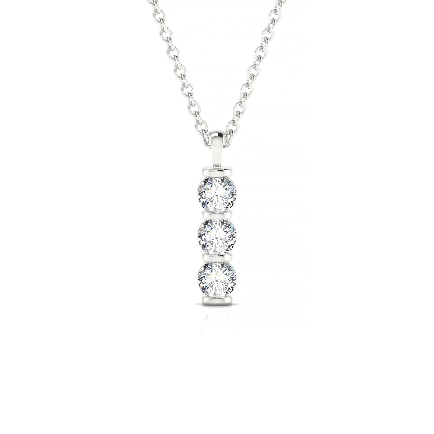 Fall | 18k White Gold 3 mm Round Diamond Pendant