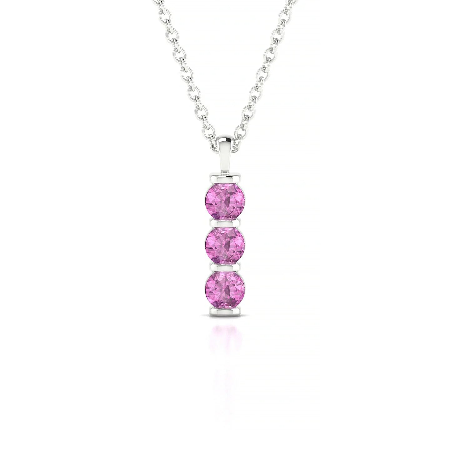 Fall | 18k White Gold 3 mm Round Pink Sapphire Pendant