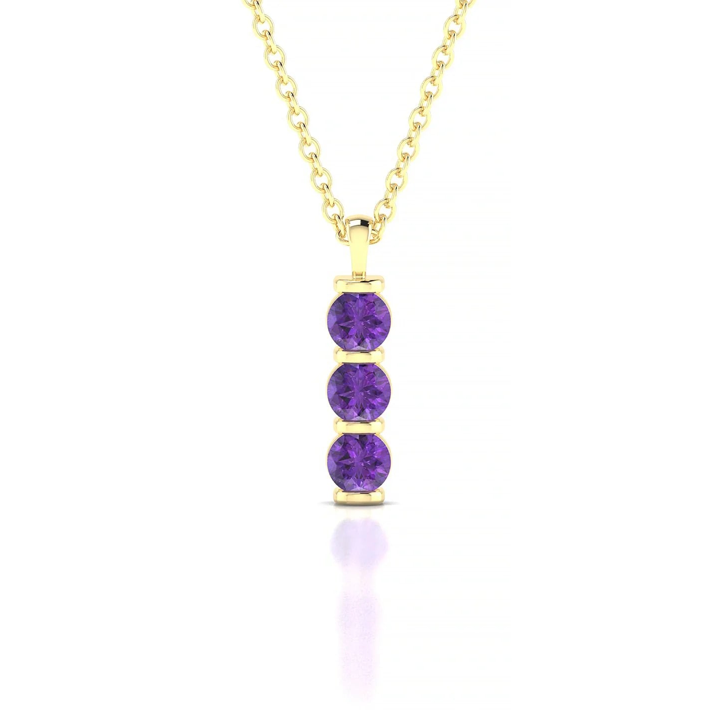 Fall | 18k Yellow Gold 3 mm Round Amethyst Pendant