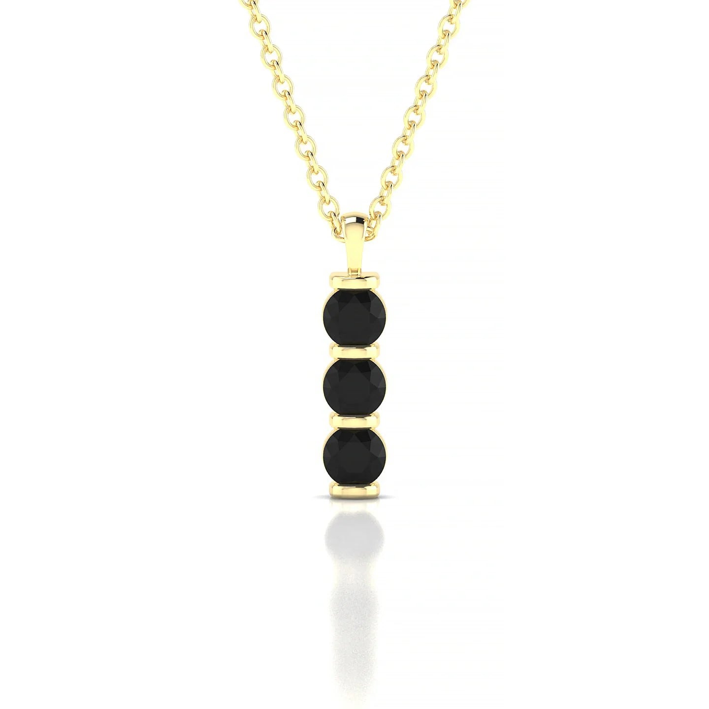 Fall | 18k Yellow Gold 3 mm Round Black Diamond Pendant