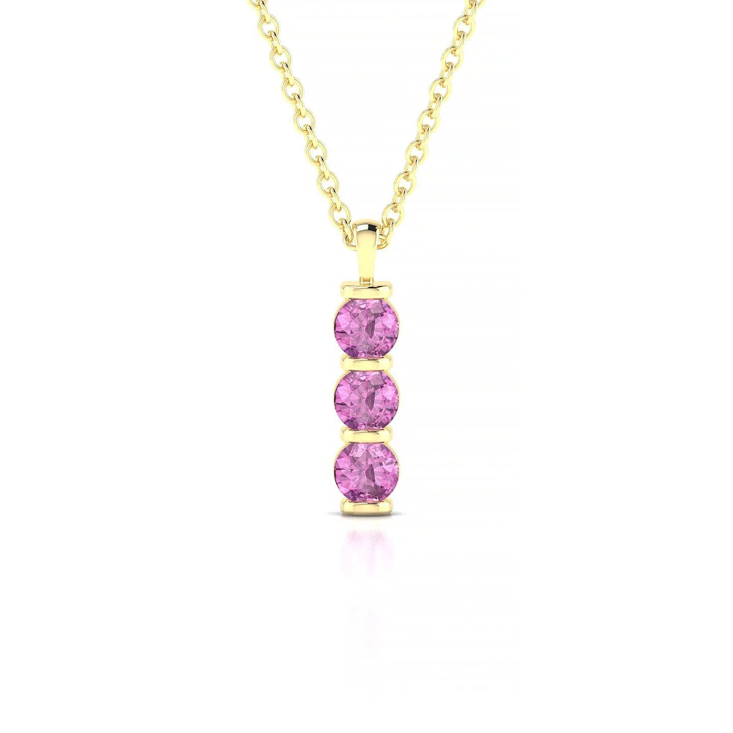 Fall | 18k Yellow Gold 3 mm Round Pink Sapphire Pendant