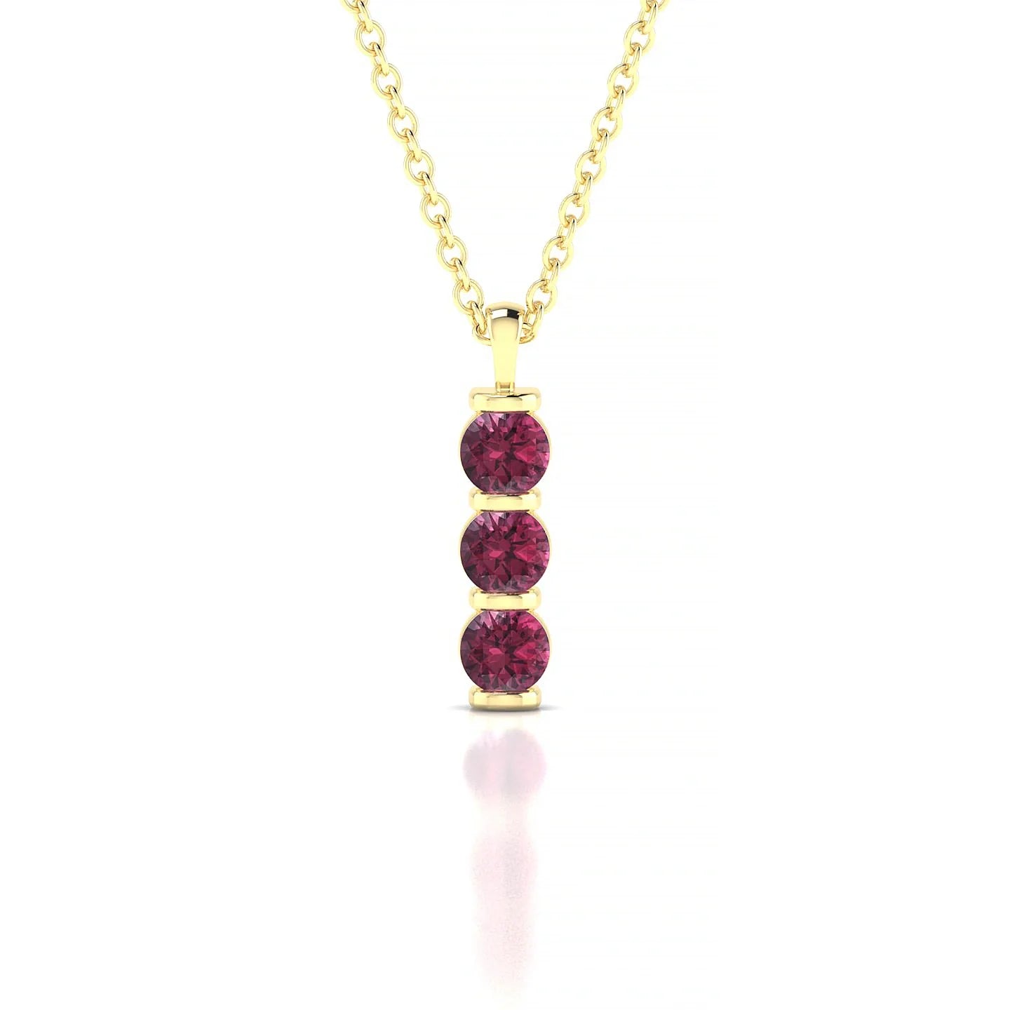 Fall | 18k Yellow Gold 3 mm Round Rhodolite Pendant