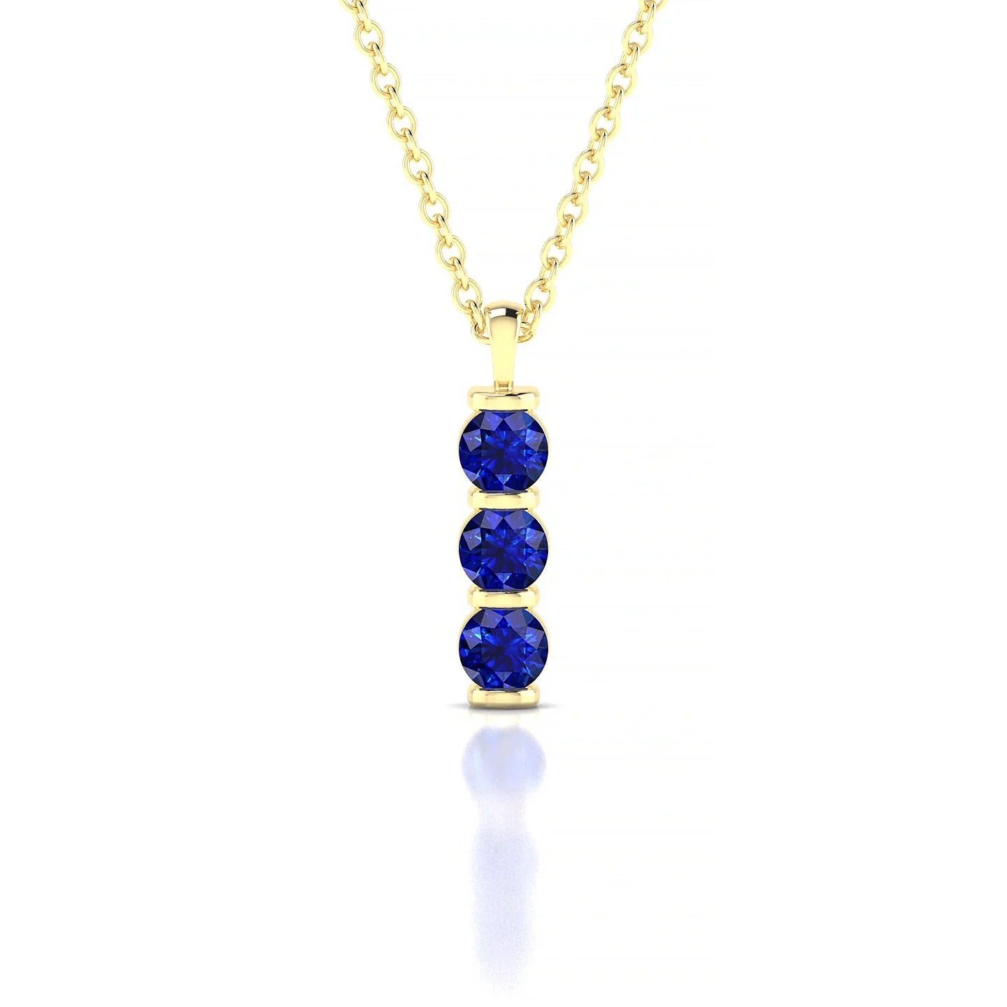 Fall | 18k Yellow Gold 3 mm Round Sapphire Pendant