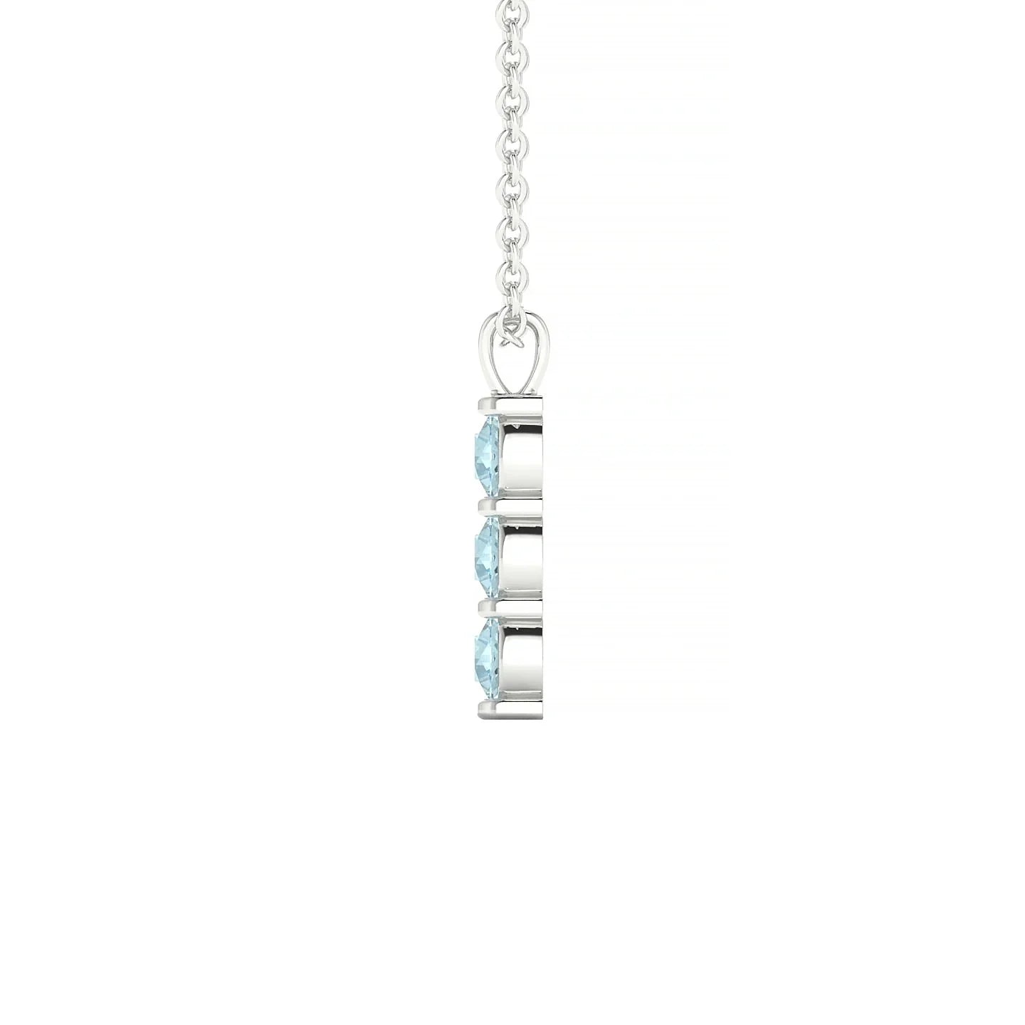 Fall | 18k White Gold 3 mm Round Aquamarine Pendant