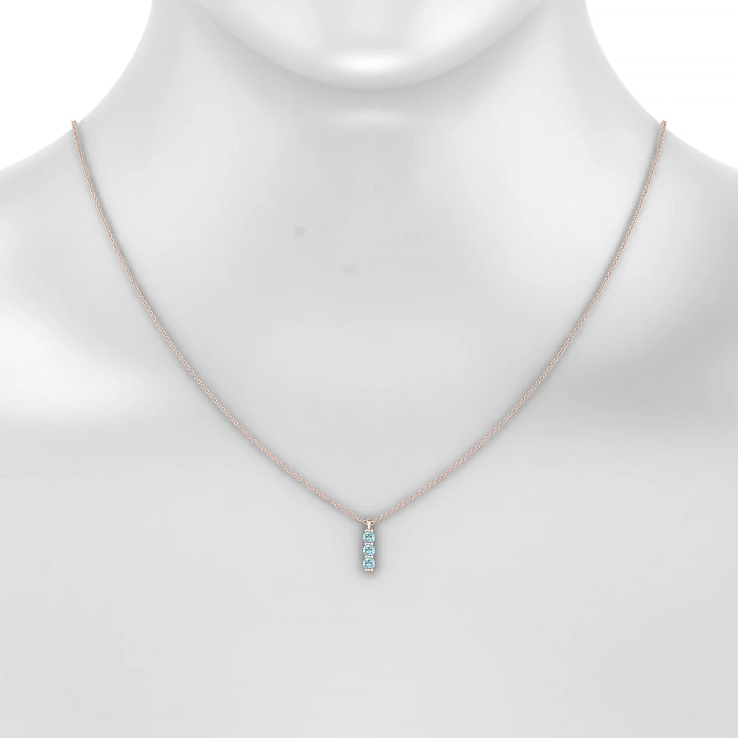 Fall | 18k Rose Gold 3 mm Round Aquamarine Pendant
