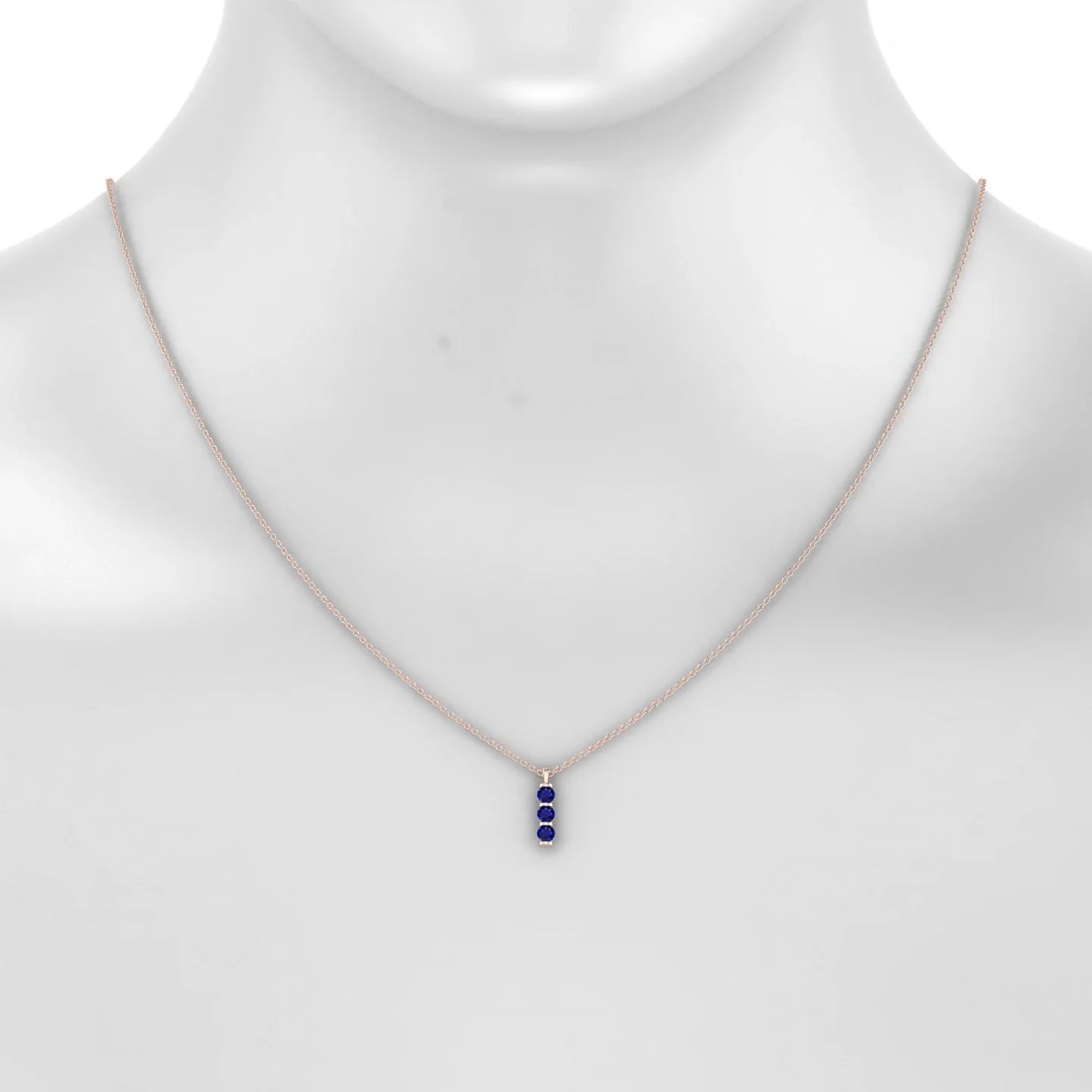 Fall | 18k Rose Gold 3 mm Round Sapphire Pendant
