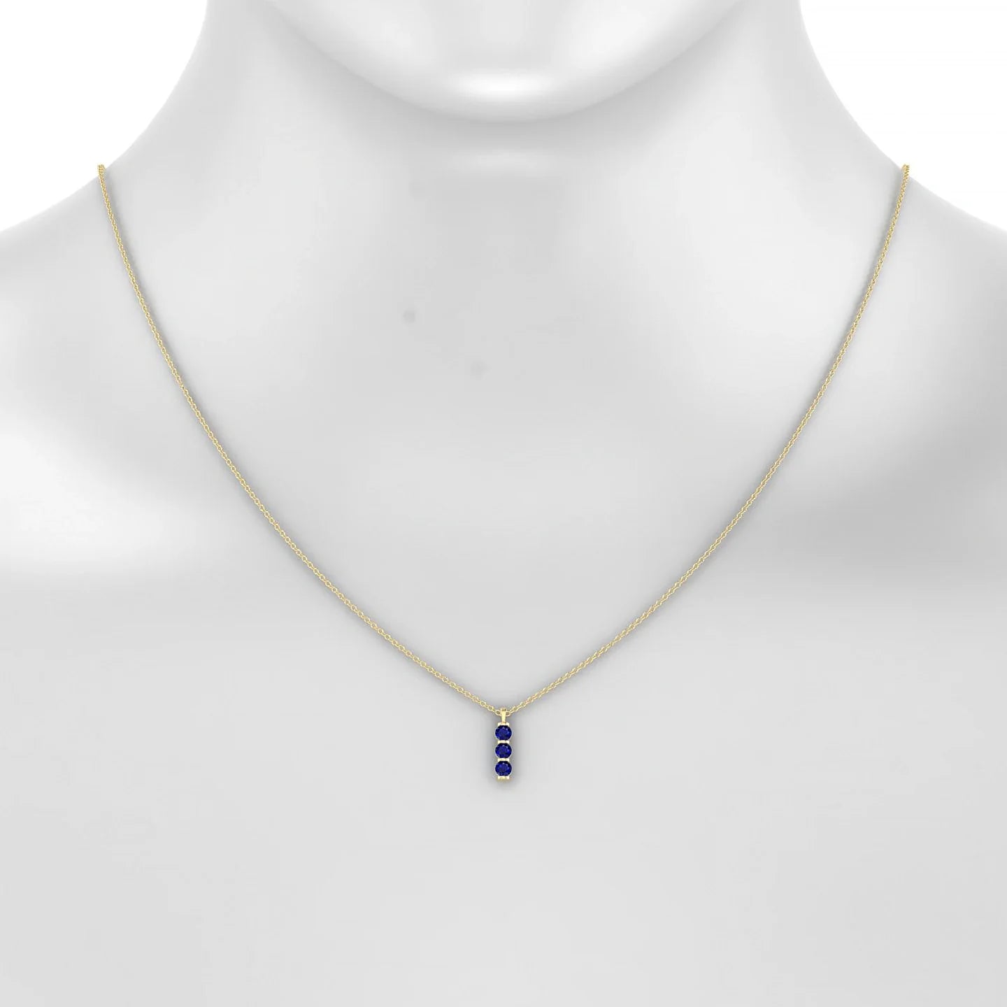 Fall | 18k Yellow Gold 3 mm Round Sapphire Pendant