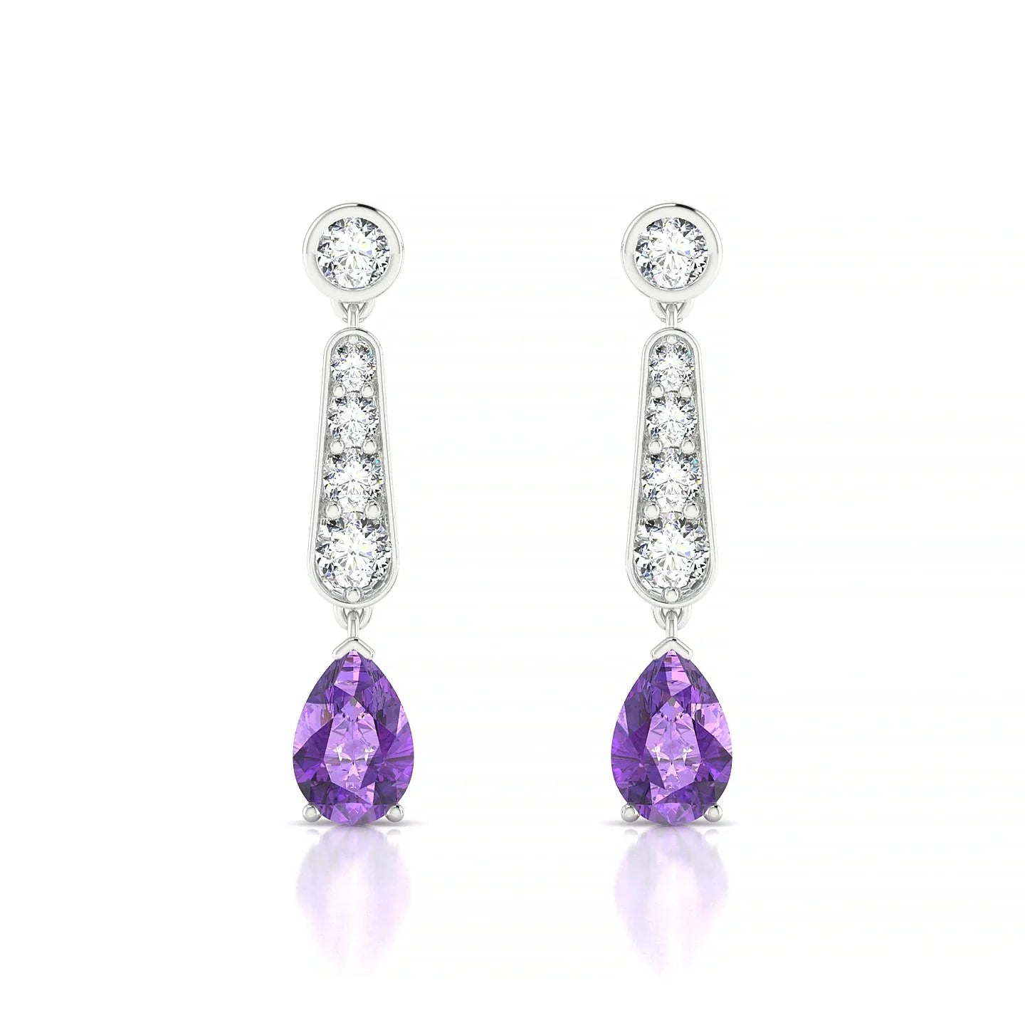 Favor | 18k White Gold 6 x 4 mm Pear Amethyst Earrings