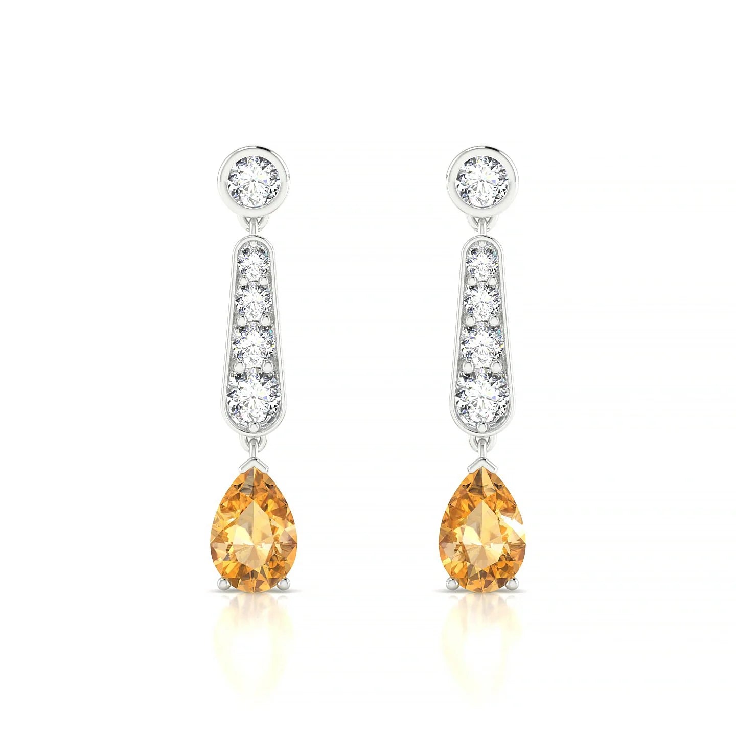 Favor | 18k White Gold 6 x 4 mm Pear Citrine Earrings