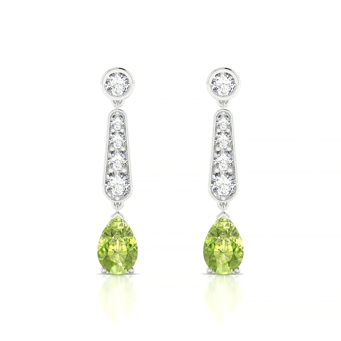 Favor | 18k White Gold 6 x 4 mm Pear Peridot Earrings