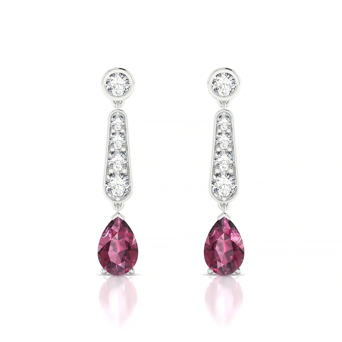 Favor | 18k White Gold 6 x 4 mm Pear Rhodolite Earrings