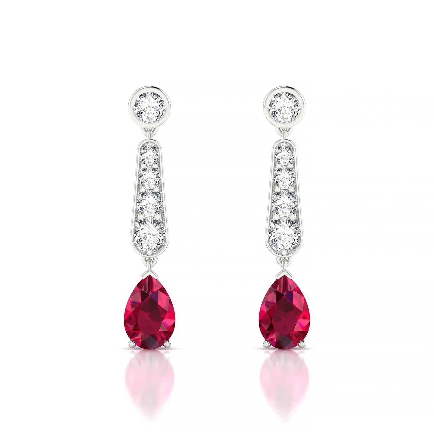 Favor | 18k White Gold 6 x 4 mm Pear Ruby Earrings