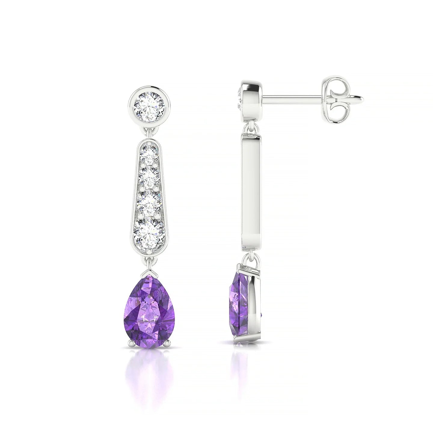 Favor | 18k White Gold 6 x 4 mm Pear Amethyst Earrings