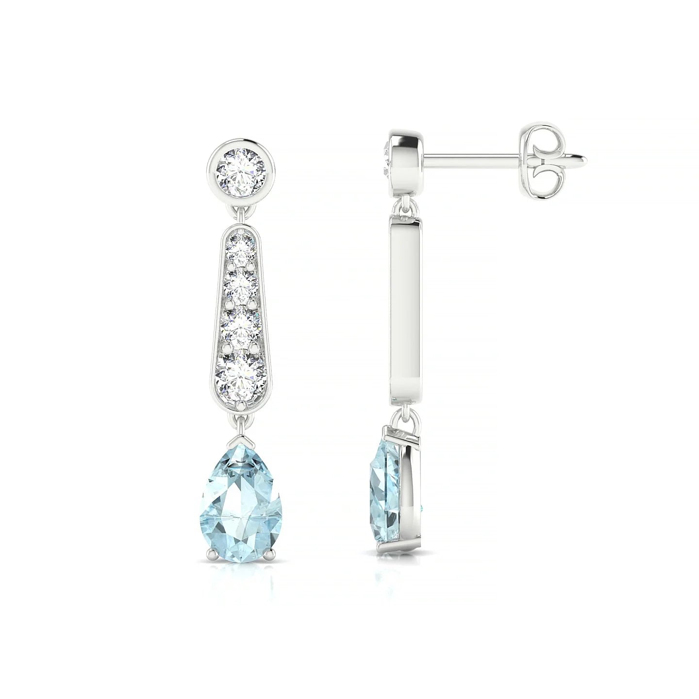 Favor | 18k White Gold 6 x 4 mm Pear Aquamarine Earrings