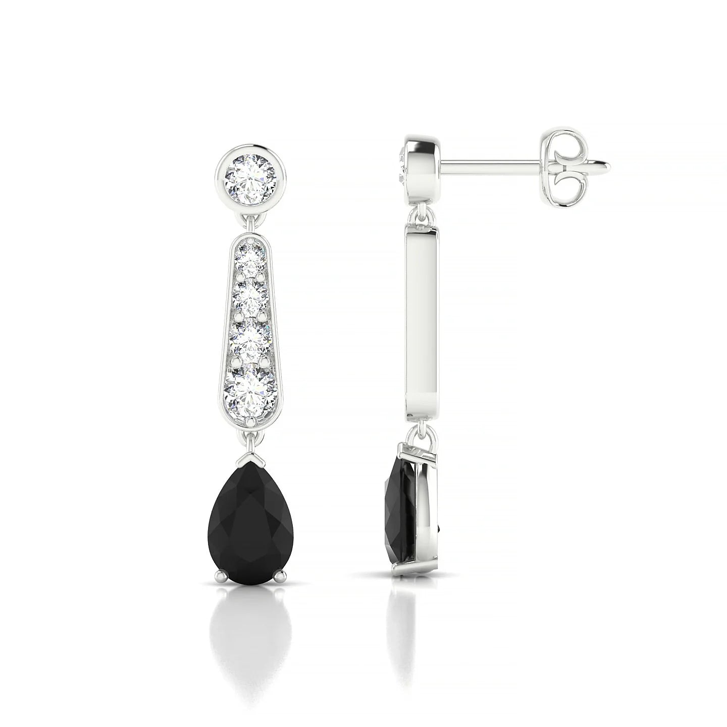 Favor | 18k White Gold 6 x 4 mm Pear Black Diamond Earrings