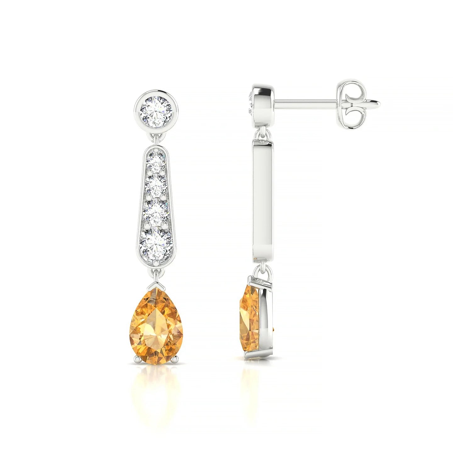 Favor | 18k White Gold 6 x 4 mm Pear Citrine Earrings
