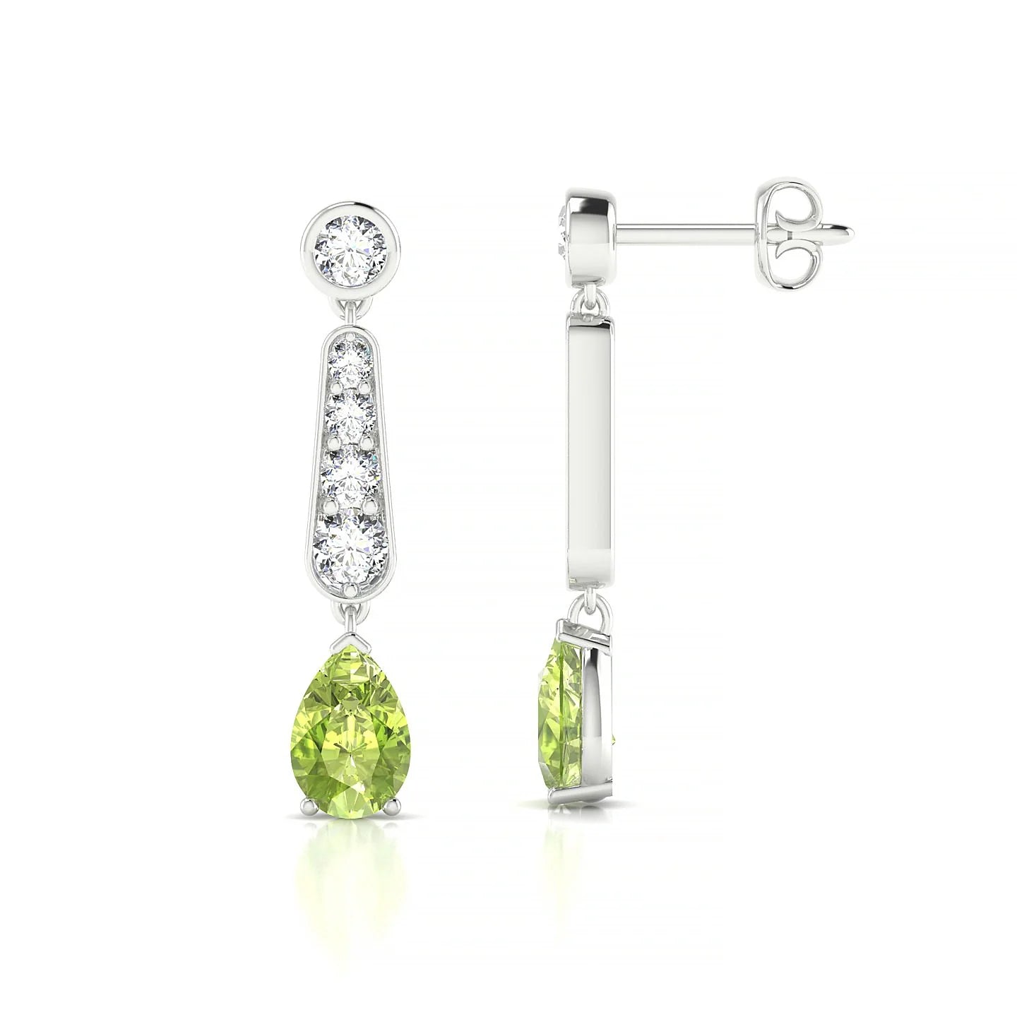 Favor | 18k White Gold 6 x 4 mm Pear Peridot Earrings
