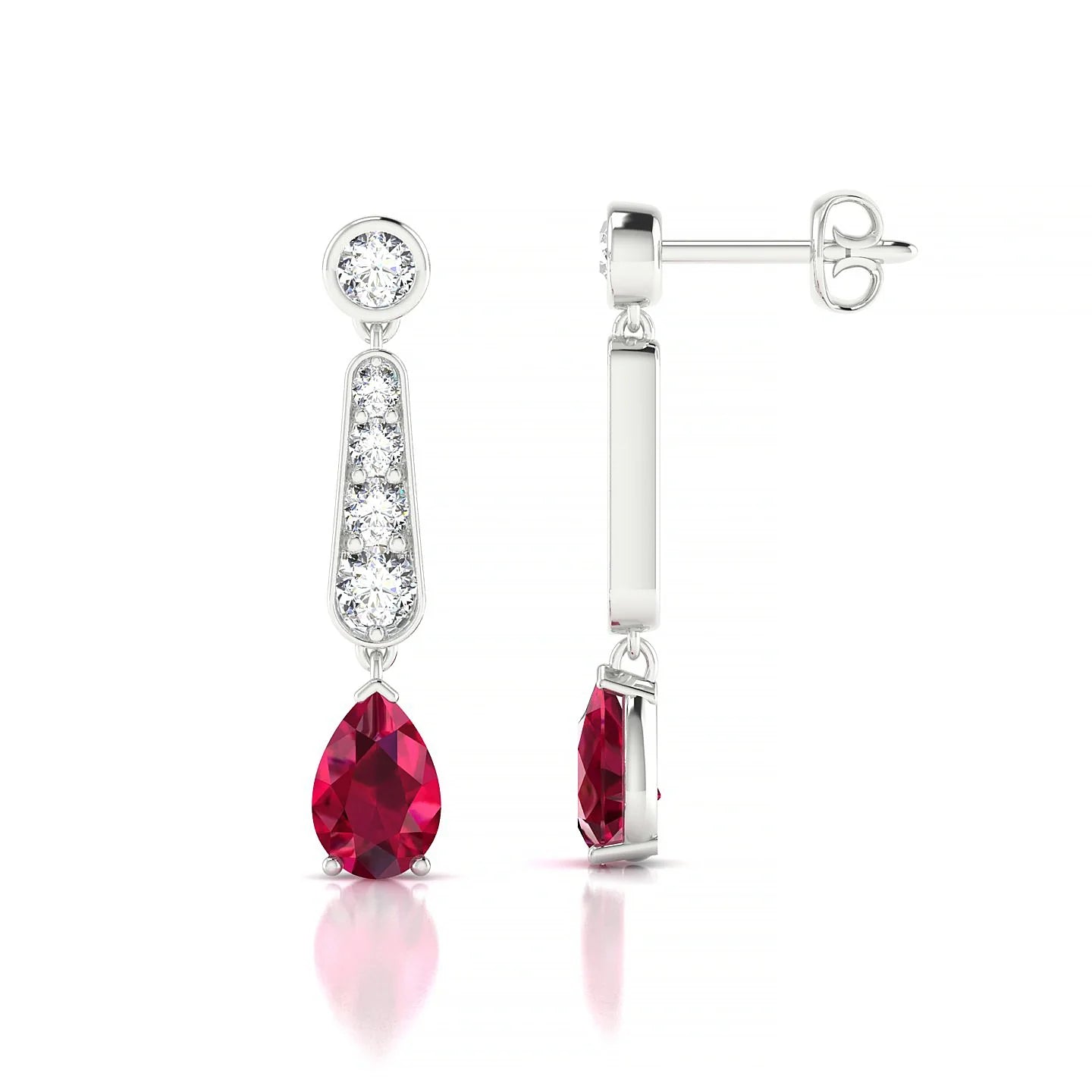 Favor | 18k White Gold 6 x 4 mm Pear Ruby Earrings