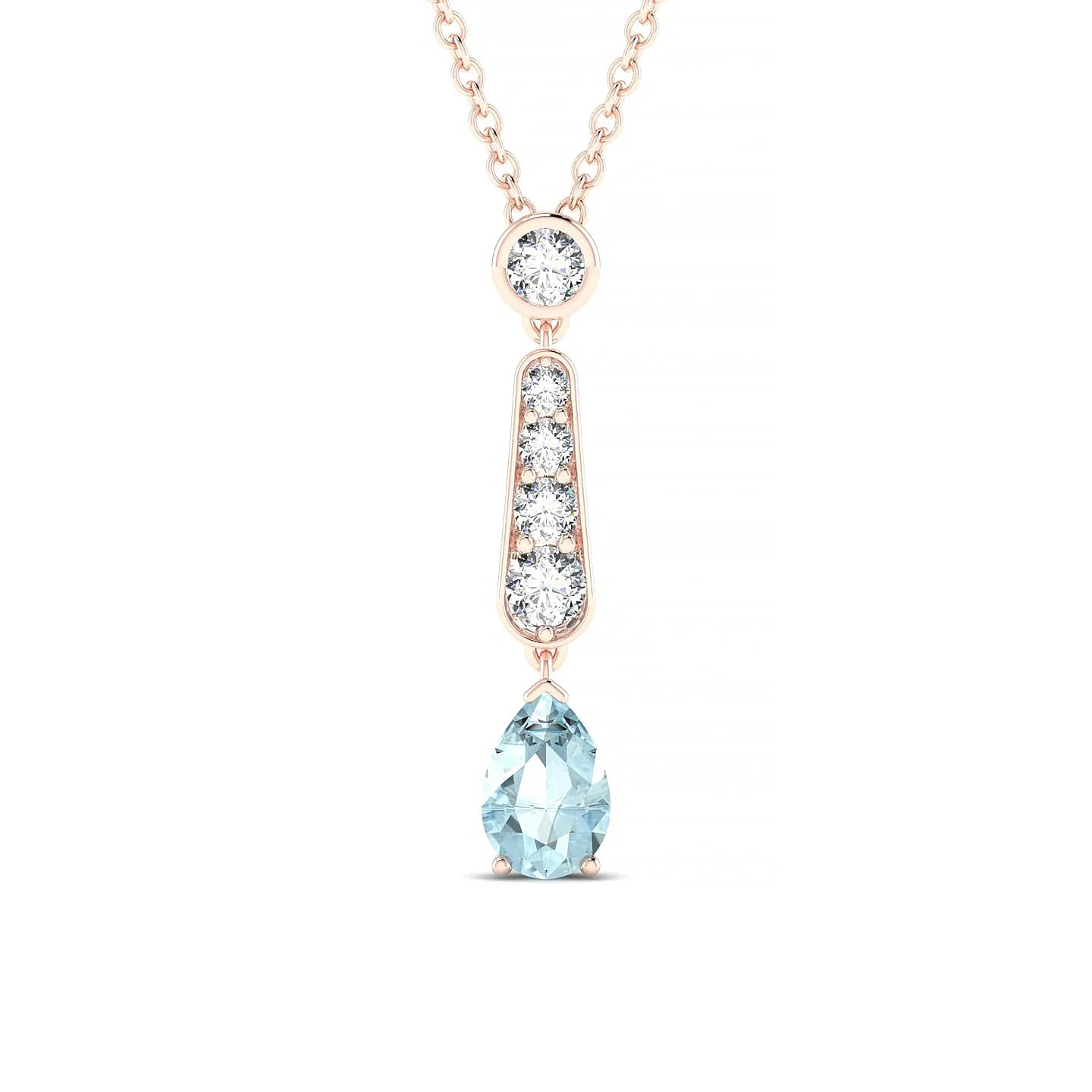 Favor | 18k Rose Gold 6 x 4 mm Pear Aquamarine Pendant