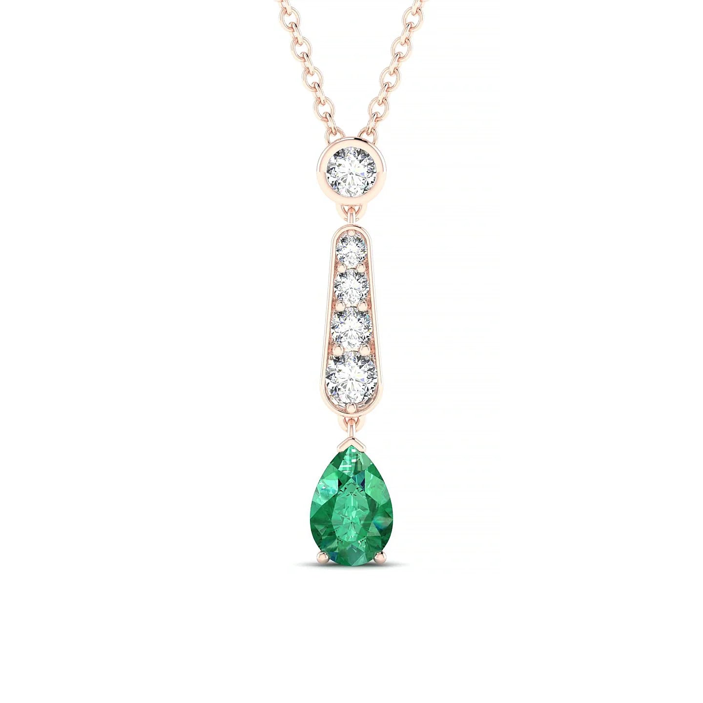 Favor | 18k Rose Gold 6 x 4 mm Pear Emerald Pendant