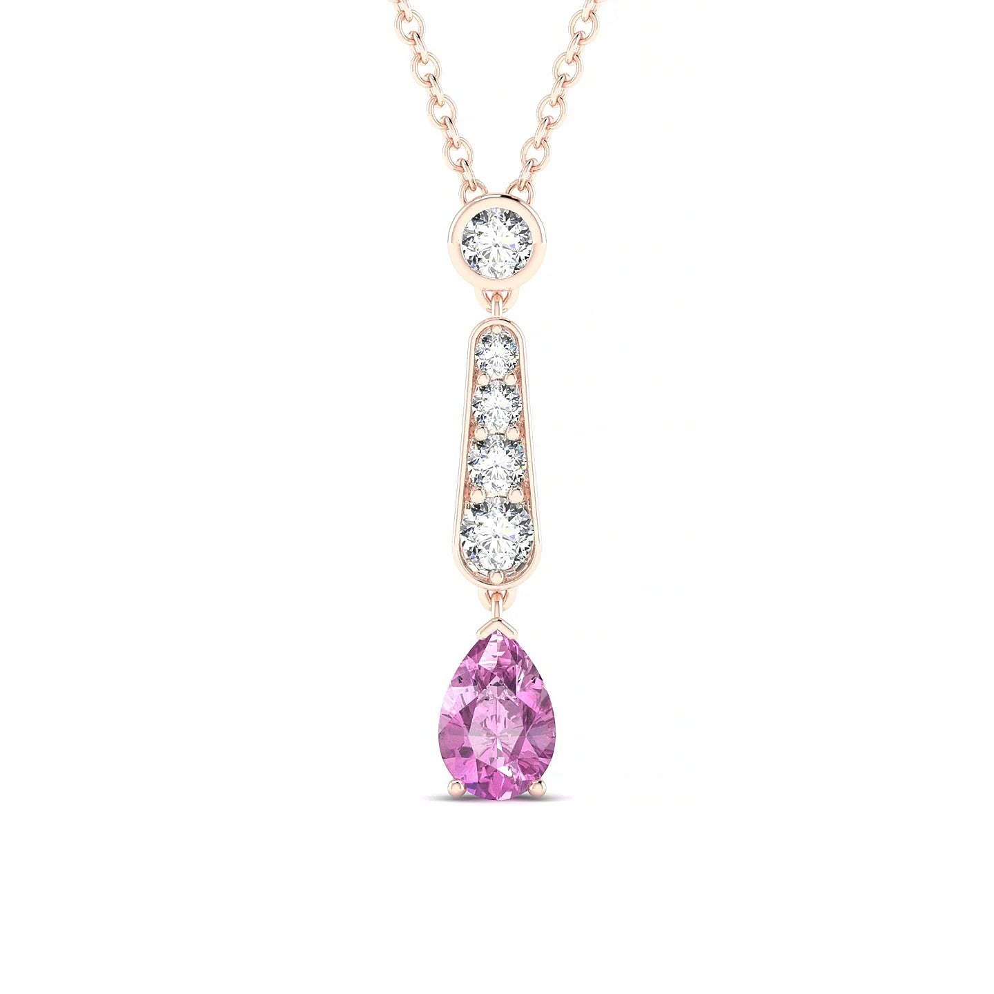 Favor | 18k Rose Gold 6 x 4 mm Pear Pink Sapphire Pendant