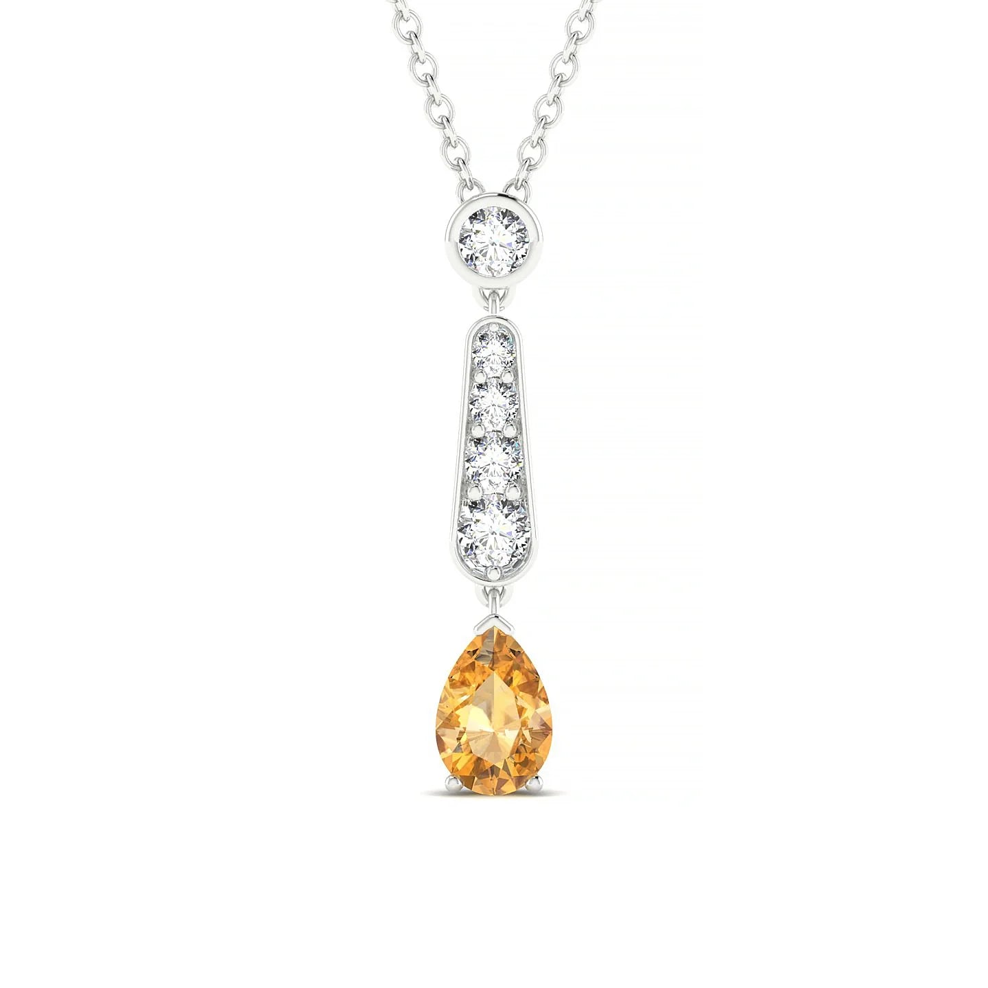 Favor | 18k White Gold 6 x 4 mm Pear Citrine Pendant