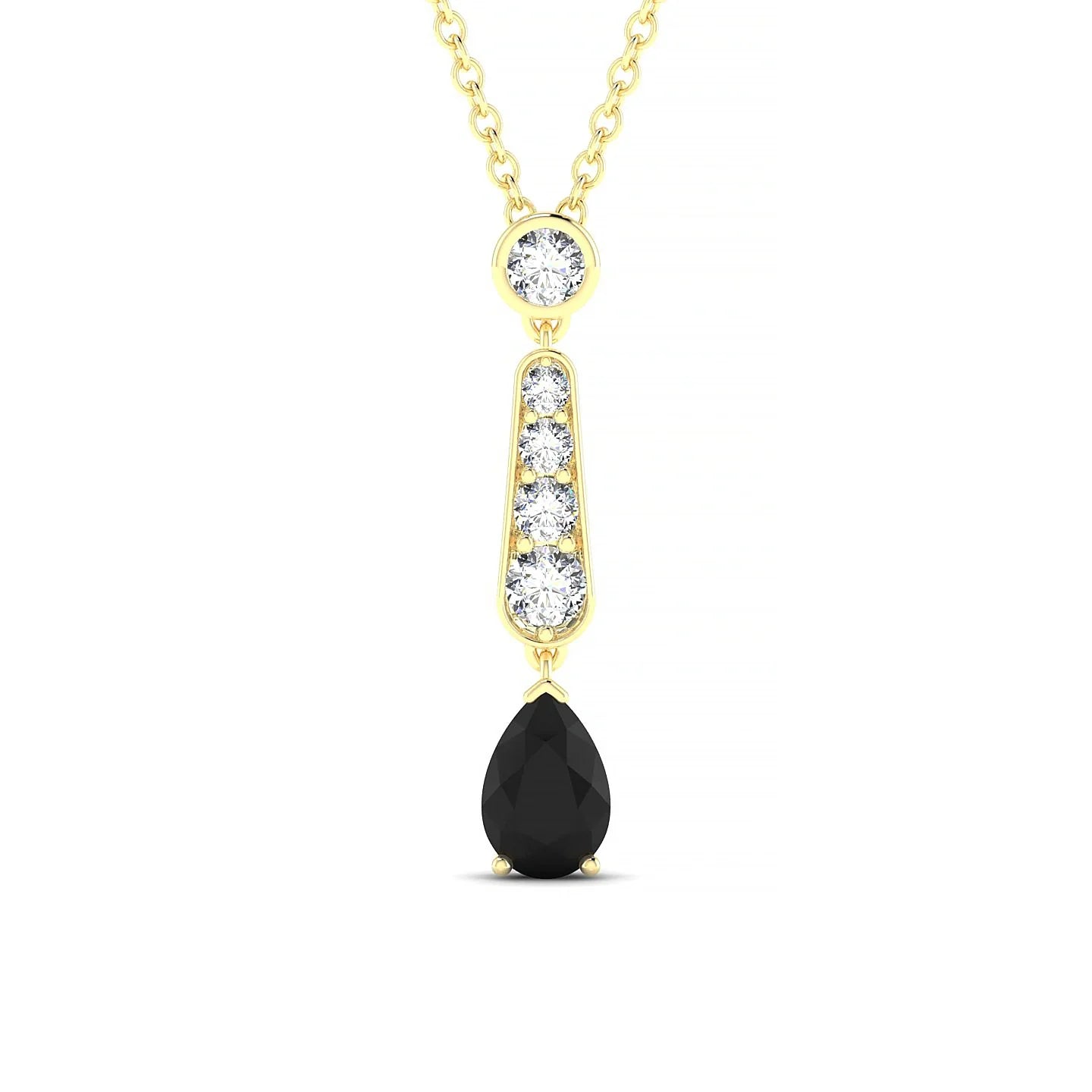 Favor | 18k Yellow Gold 6 x 4 mm Pear Black Diamond Pendant