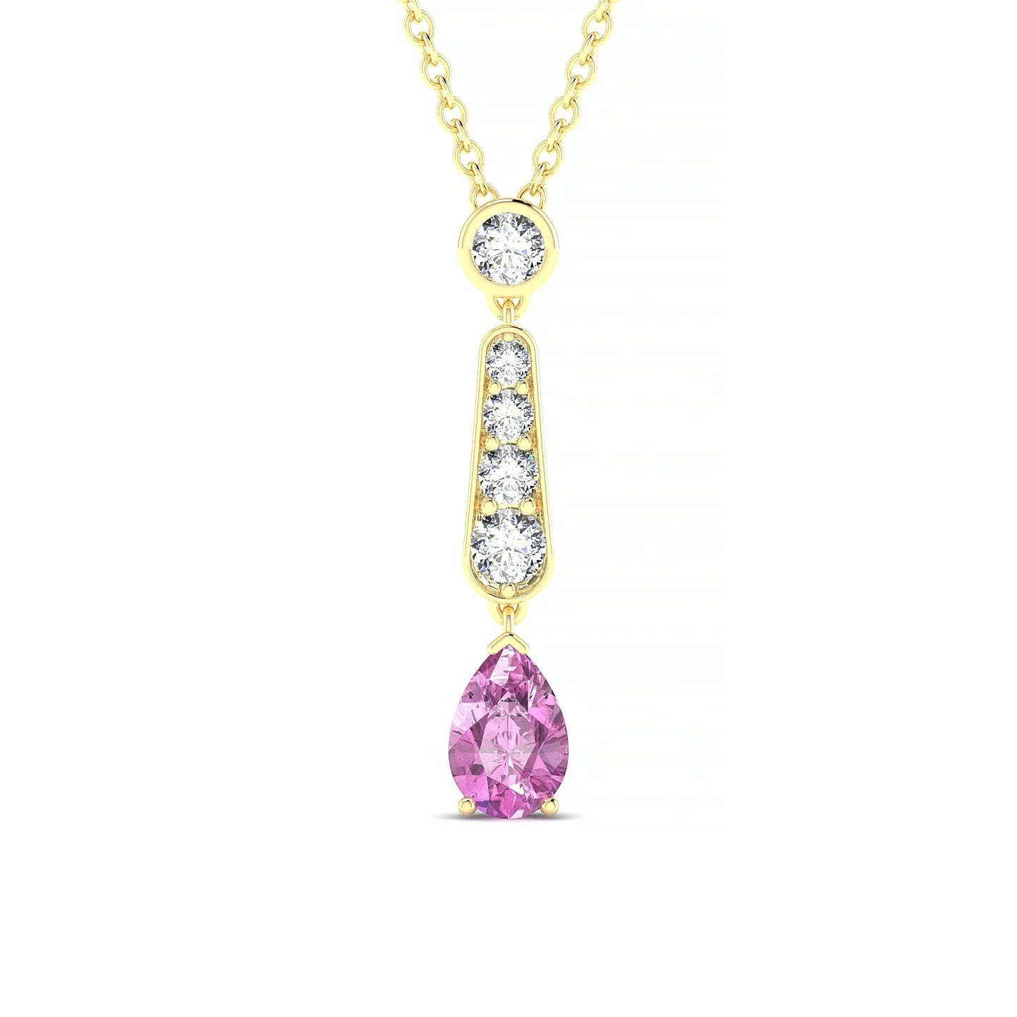 Favor | 18k Yellow Gold 6 x 4 mm Pear Pink Sapphire Pendant