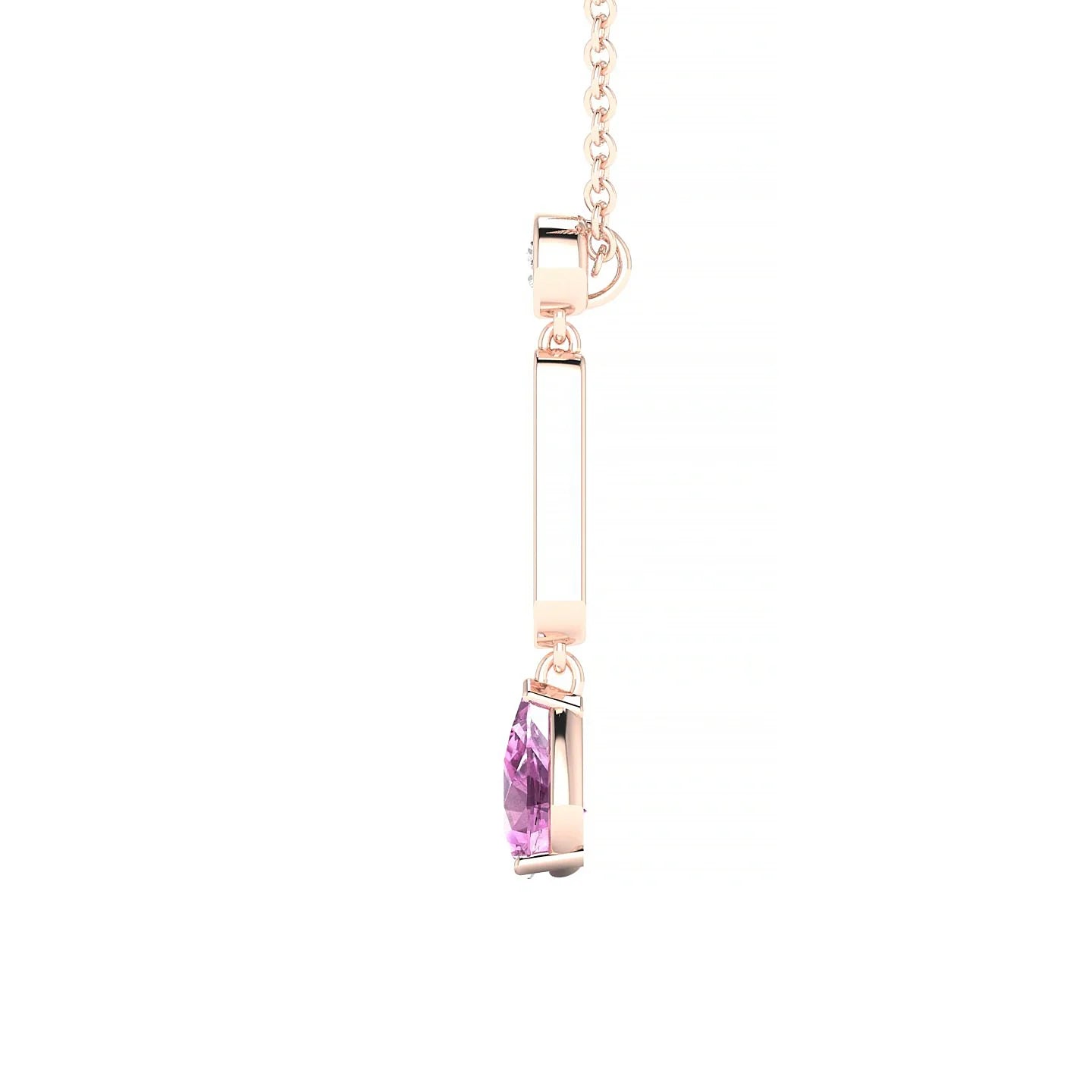 Favor | 18k Rose Gold 6 x 4 mm Pear Pink Sapphire Pendant