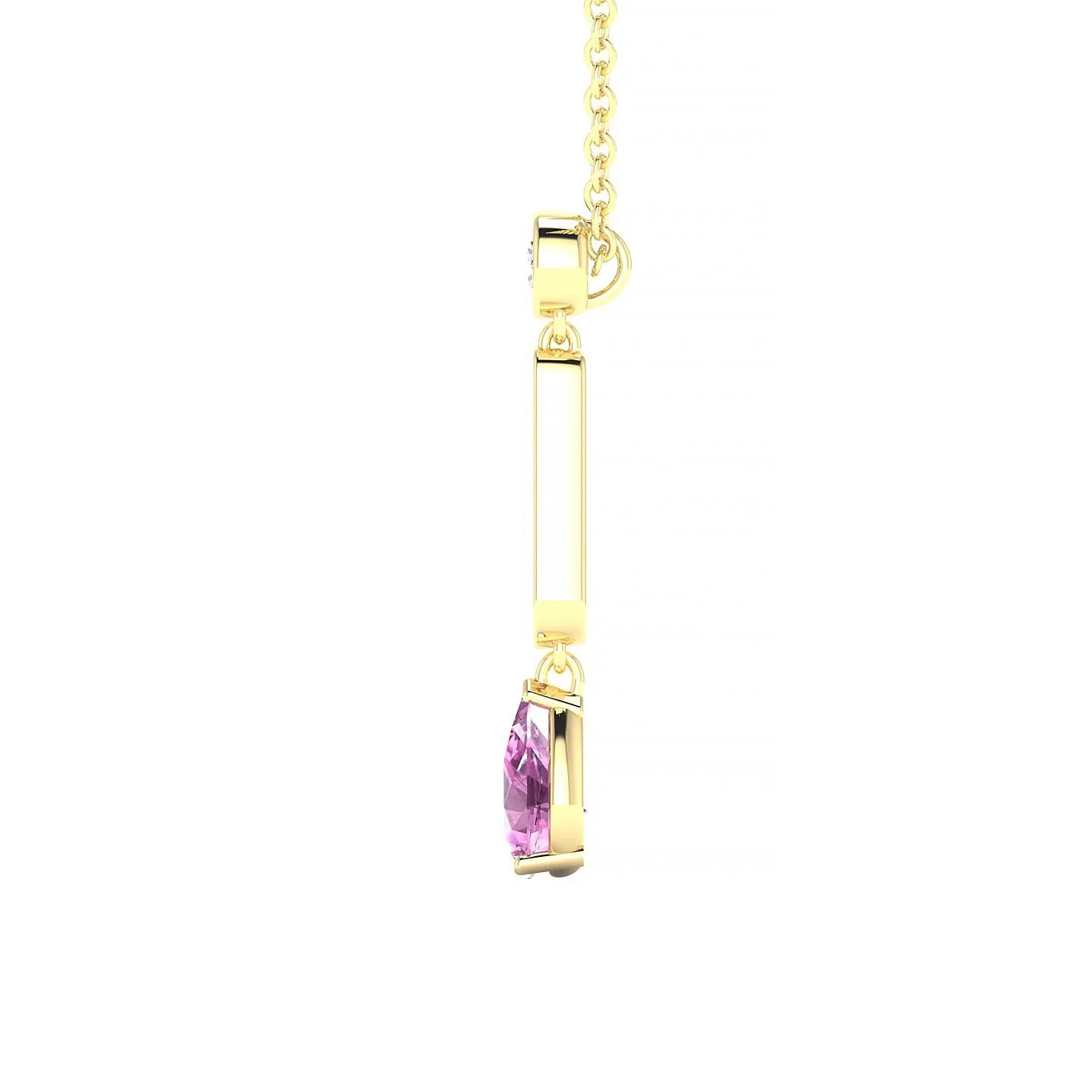 Favor | 18k Yellow Gold 6 x 4 mm Pear Pink Sapphire Pendant