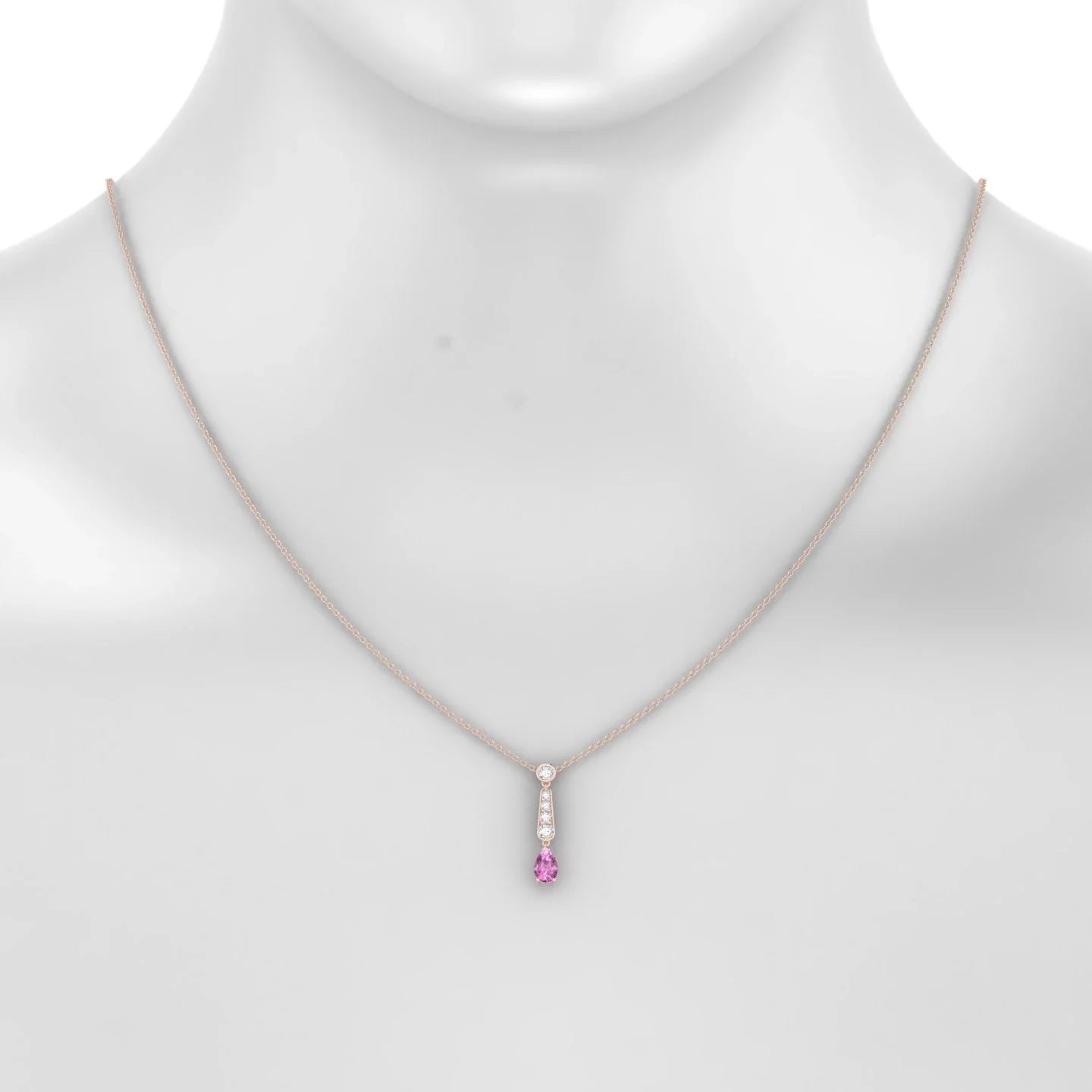 Favor | 18k Rose Gold 6 x 4 mm Pear Pink Sapphire Pendant