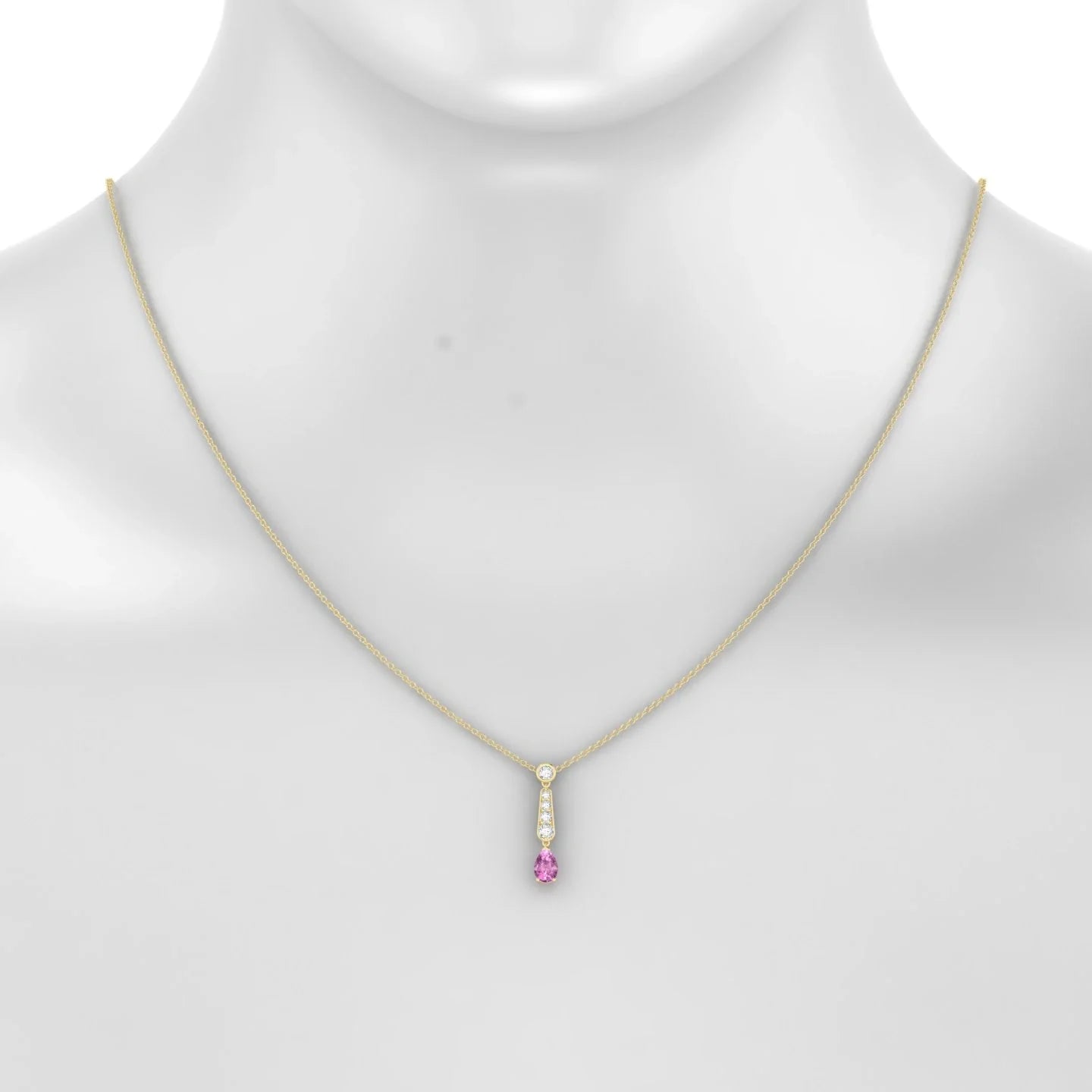 Favor | 18k Yellow Gold 6 x 4 mm Pear Pink Sapphire Pendant
