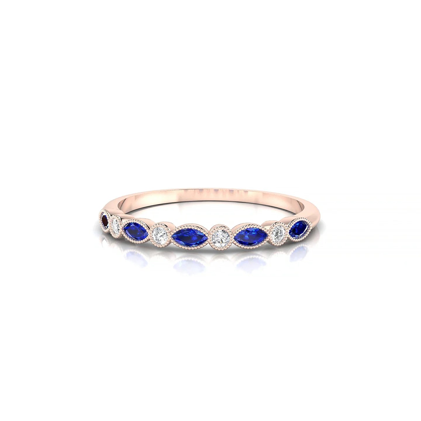 Finesse | 18k Rose Gold 3 x 1.5 mm Marquise Sapphire Ring