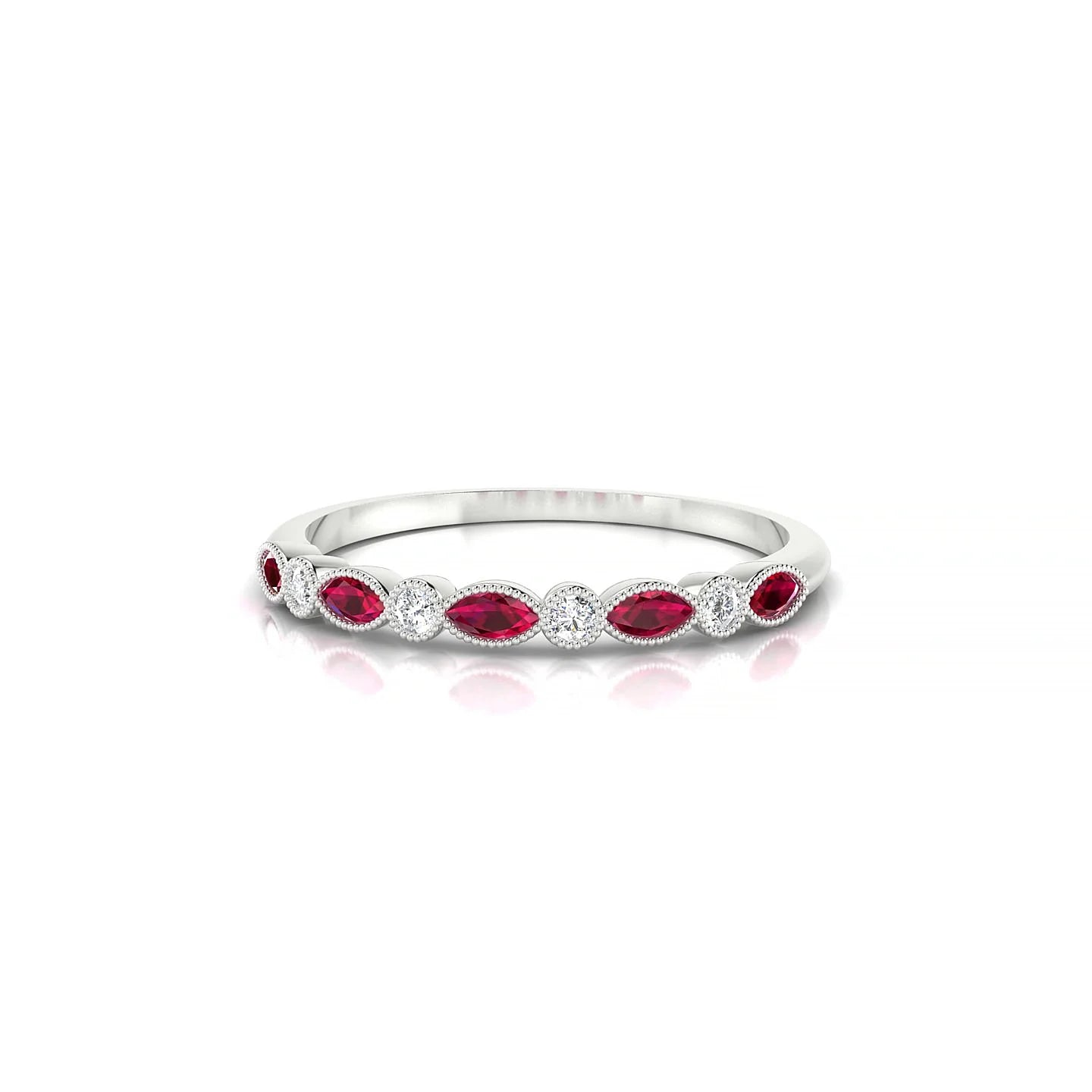 Finesse | 18k White Gold 3 x 1.5 mm Marquise Ruby Ring