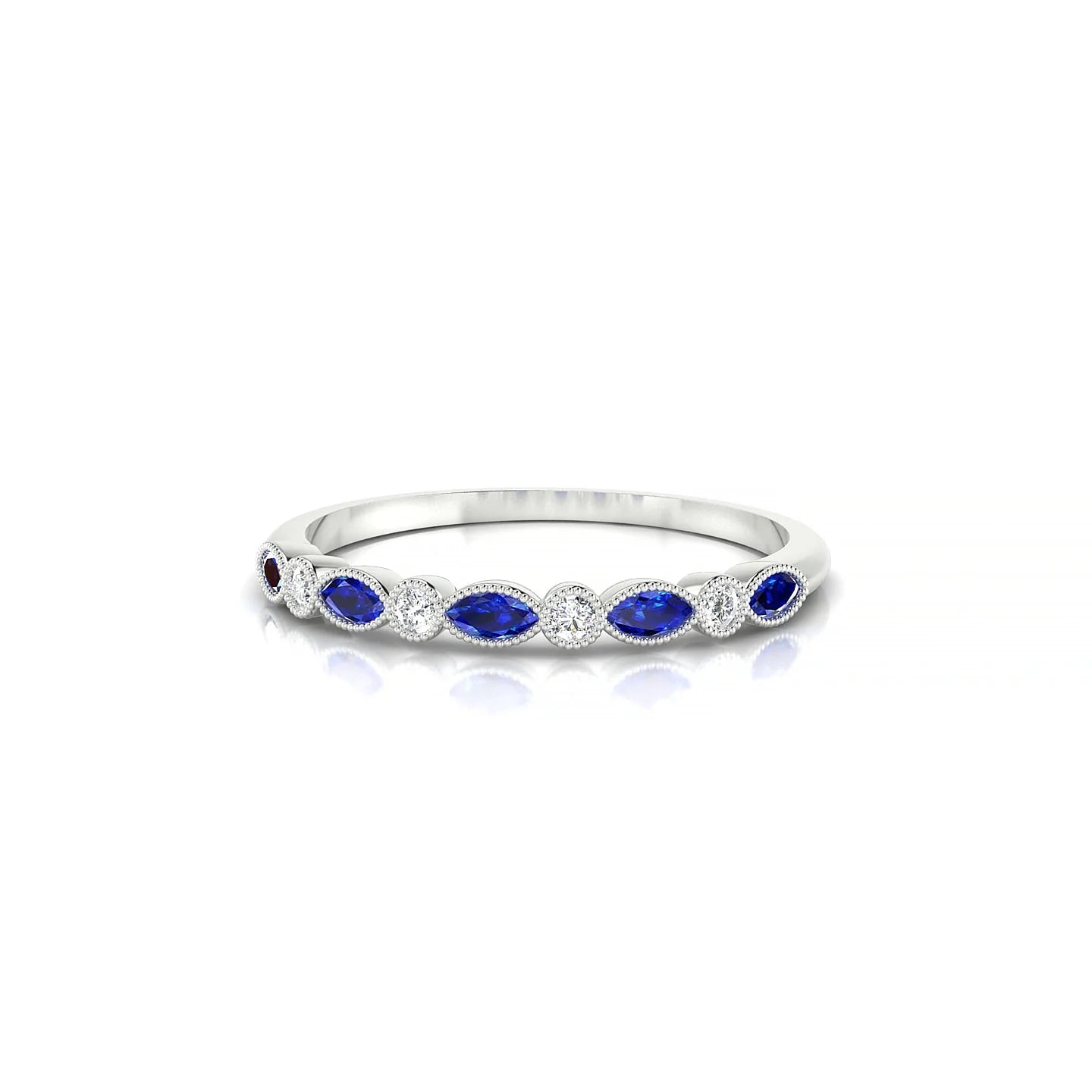 Finesse | 18k White Gold 3 x 1.5 mm Marquise Sapphire Ring