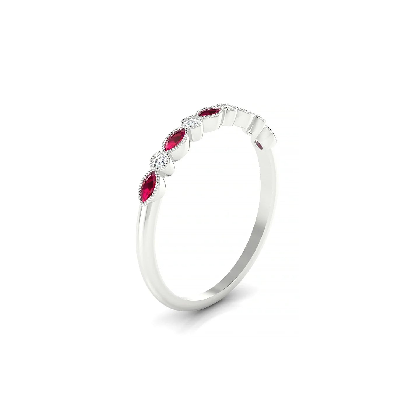 Finesse | 18k White Gold 3 x 1.5 mm Marquise Ruby Ring