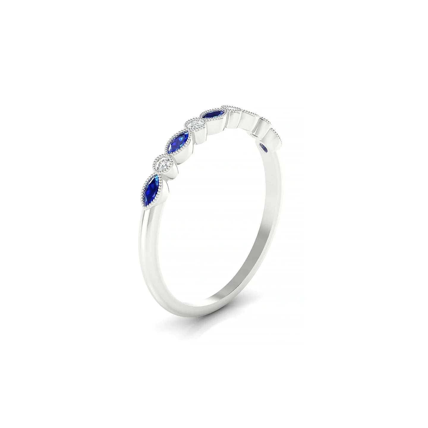 Finesse | 18k White Gold 3 x 1.5 mm Marquise Sapphire Ring