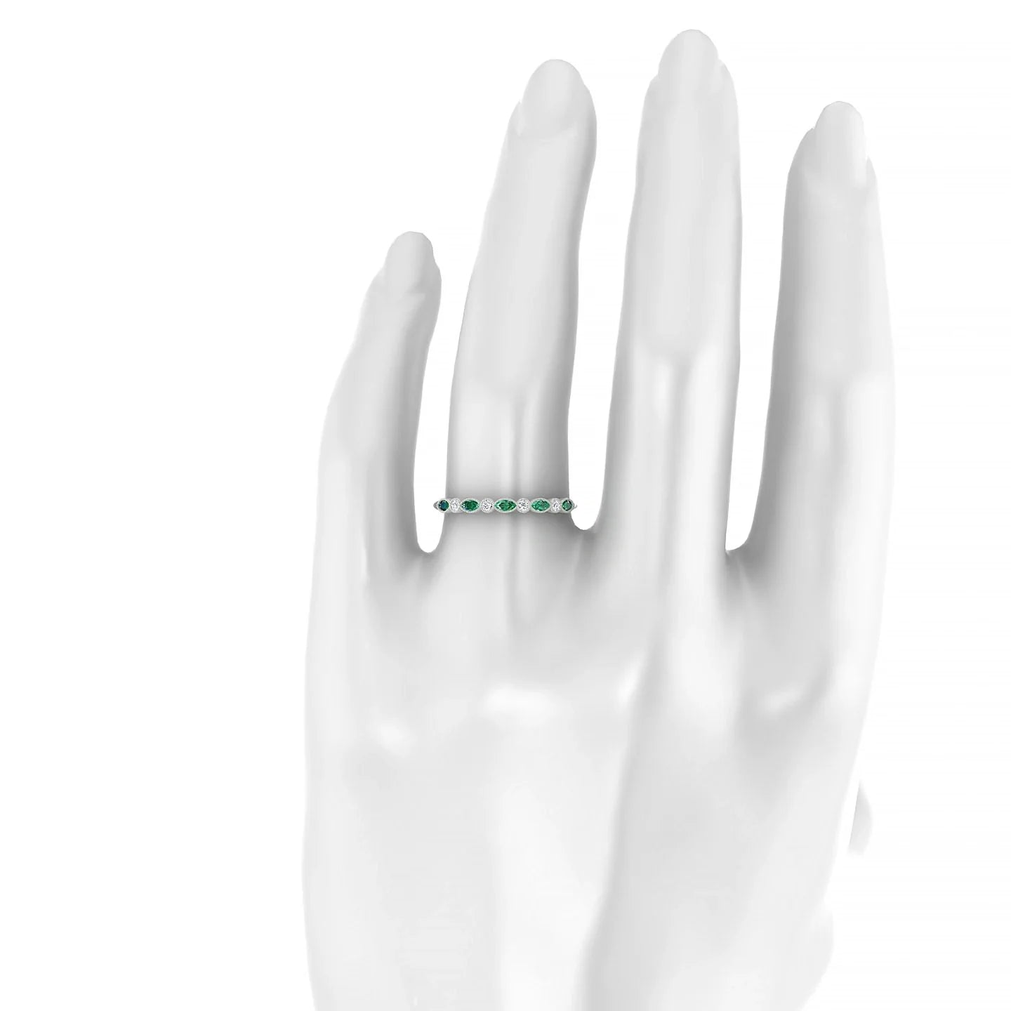 Finesse | 18k White Gold 3 x 1.5 mm Marquise Emerald Ring