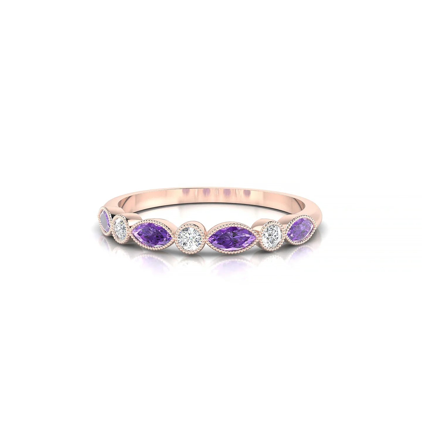 Finesse | 18k Rose Gold 4 x 2 mm Marquise Amethyst Ring