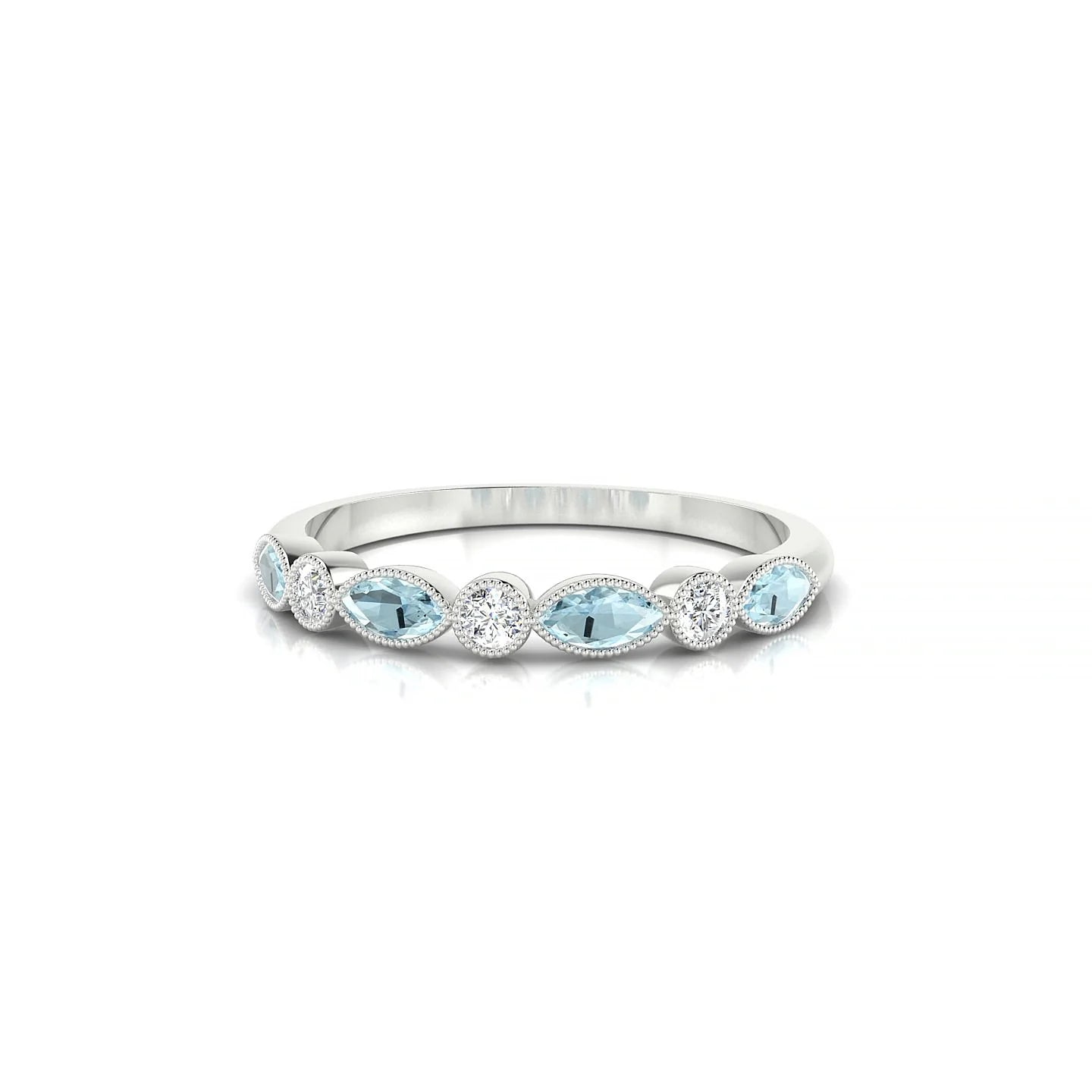 Finesse | 18k White Gold 4 x 2 mm Marquise Aquamarine Ring