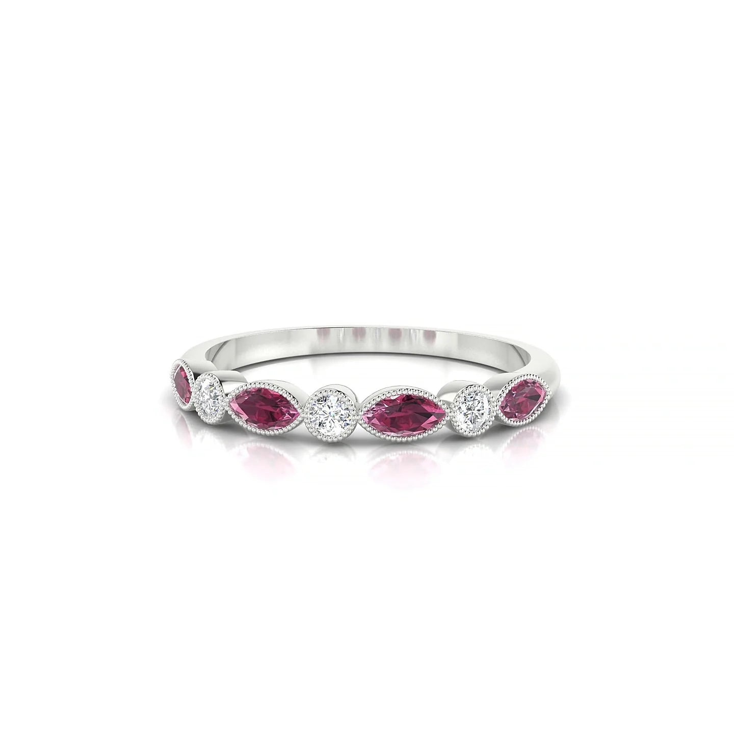 Finesse | 18k White Gold 4 x 2 mm Marquise Rhodolite Ring