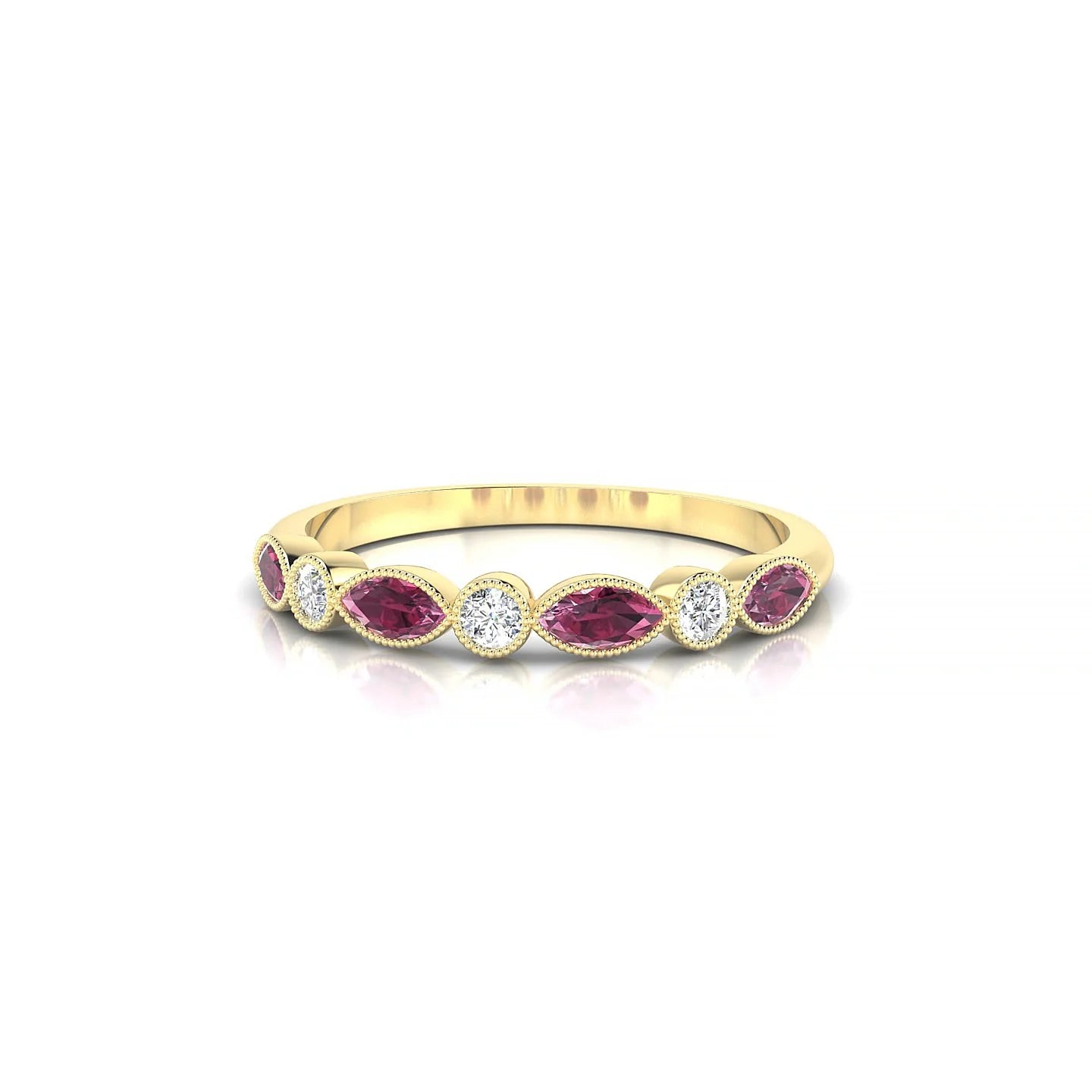 Finesse | 18k Yellow Gold 4 x 2 mm Marquise Rhodolite Ring