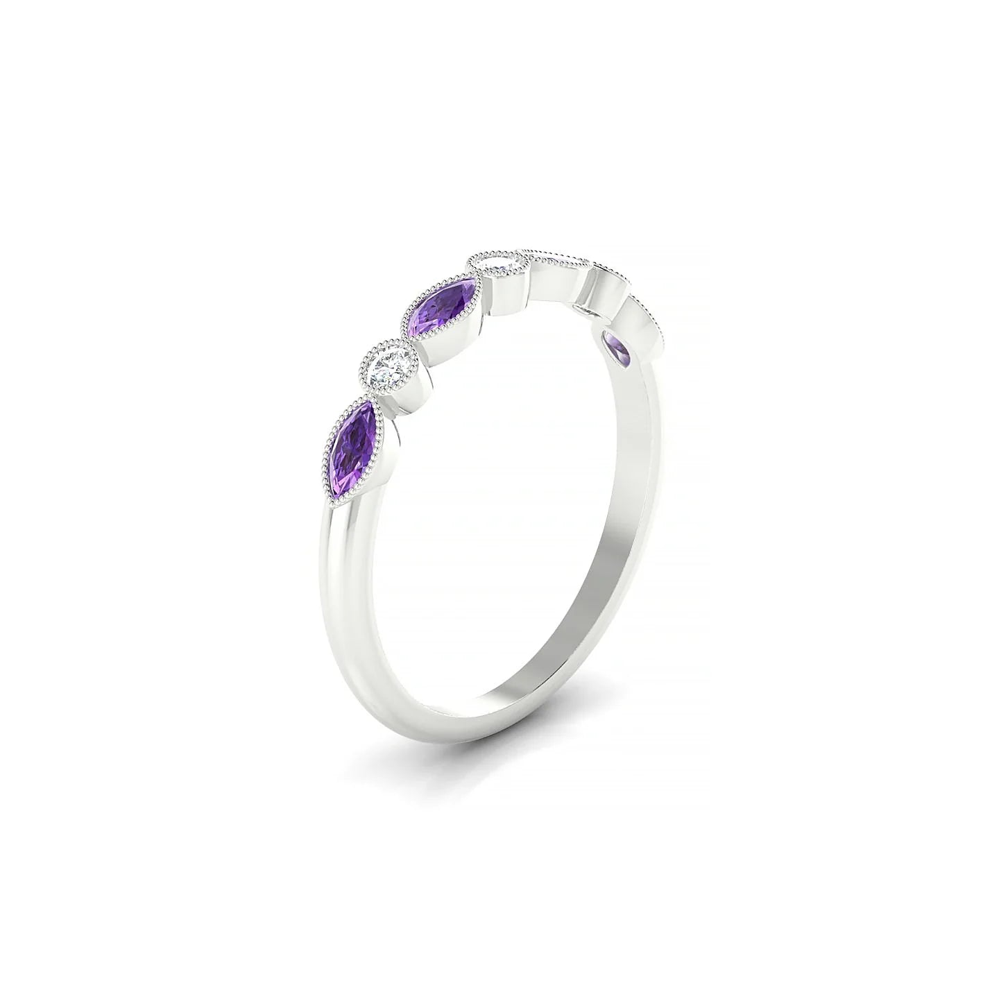 Finesse | 18k White Gold 4 x 2 mm Marquise Amethyst Ring