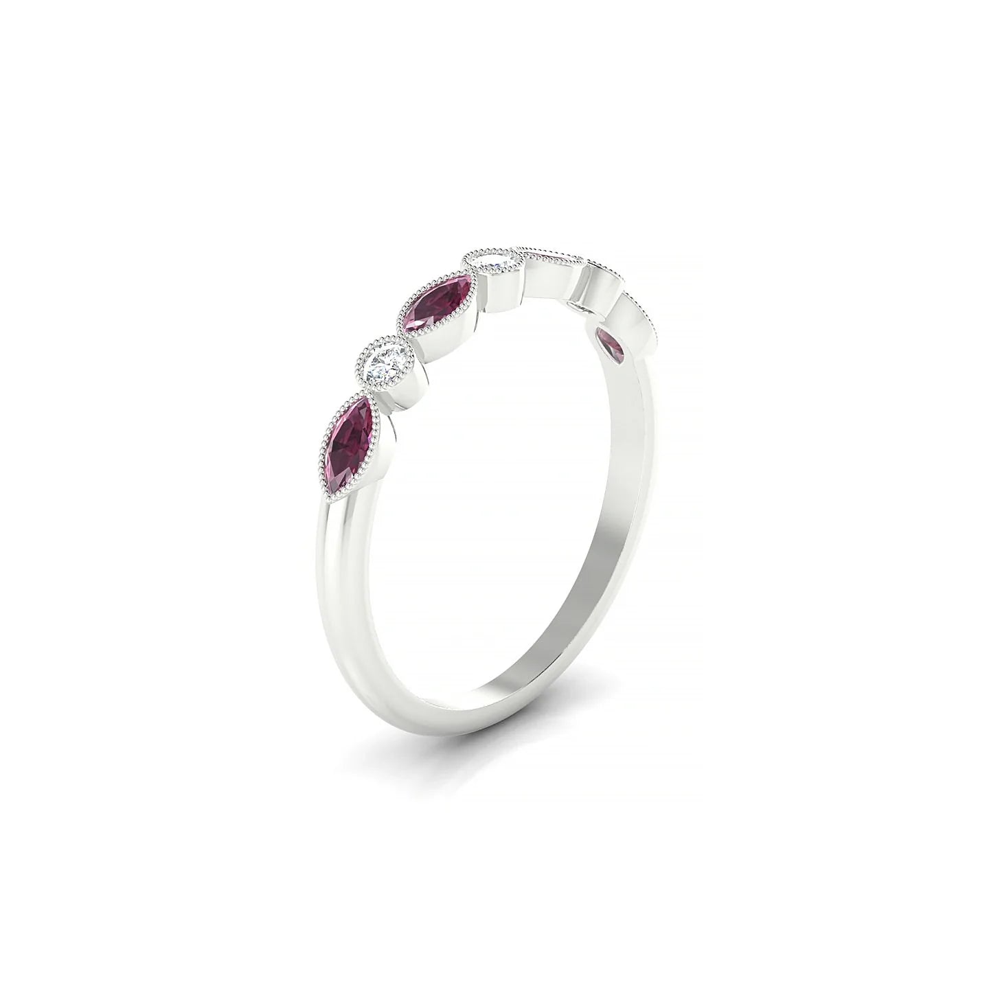 Finesse | 18k White Gold 4 x 2 mm Marquise Rhodolite Ring